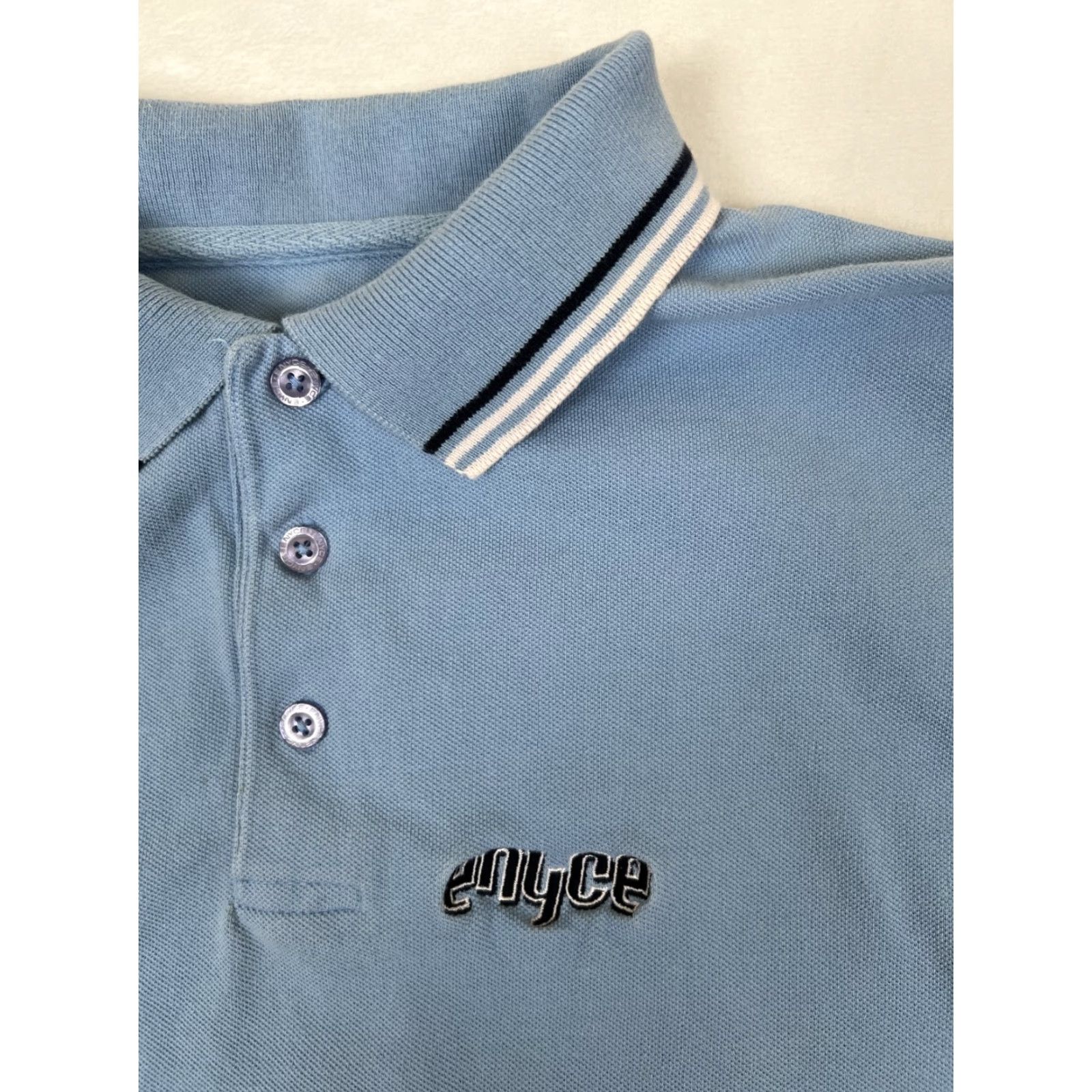 Enyce VINTAGE Enyce Polo Shirt L Blue Knit Cotton 90s Hip Hop Men Shirt Size US L / EU 52-54 / 3 - 2 Thumbnail