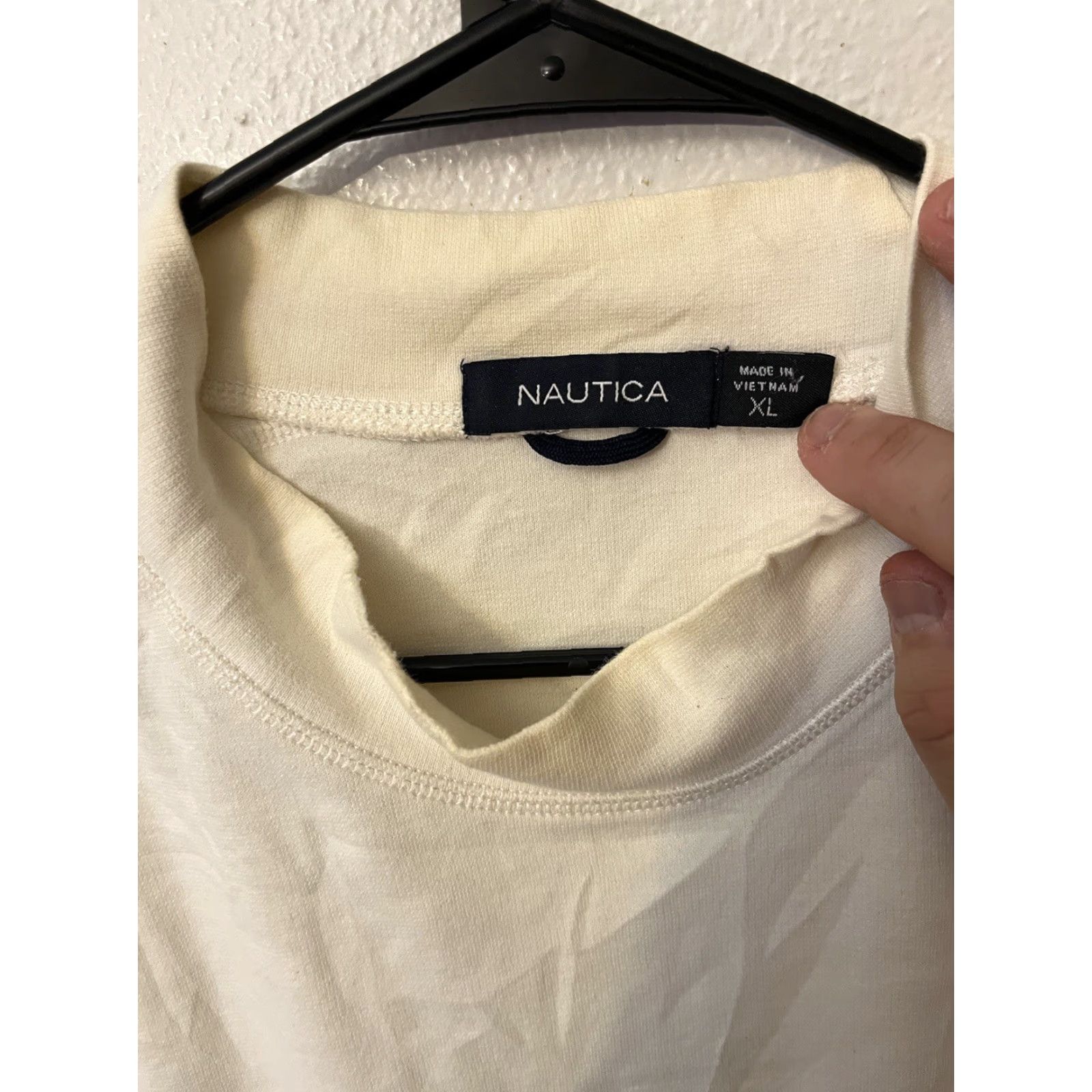 Nautica VTG Nautica Mens Sweatshirt XL White Long Sleeve Mock Neck 100% Cotton Pullover Size US XL / EU 56 / 4 - 3 Thumbnail