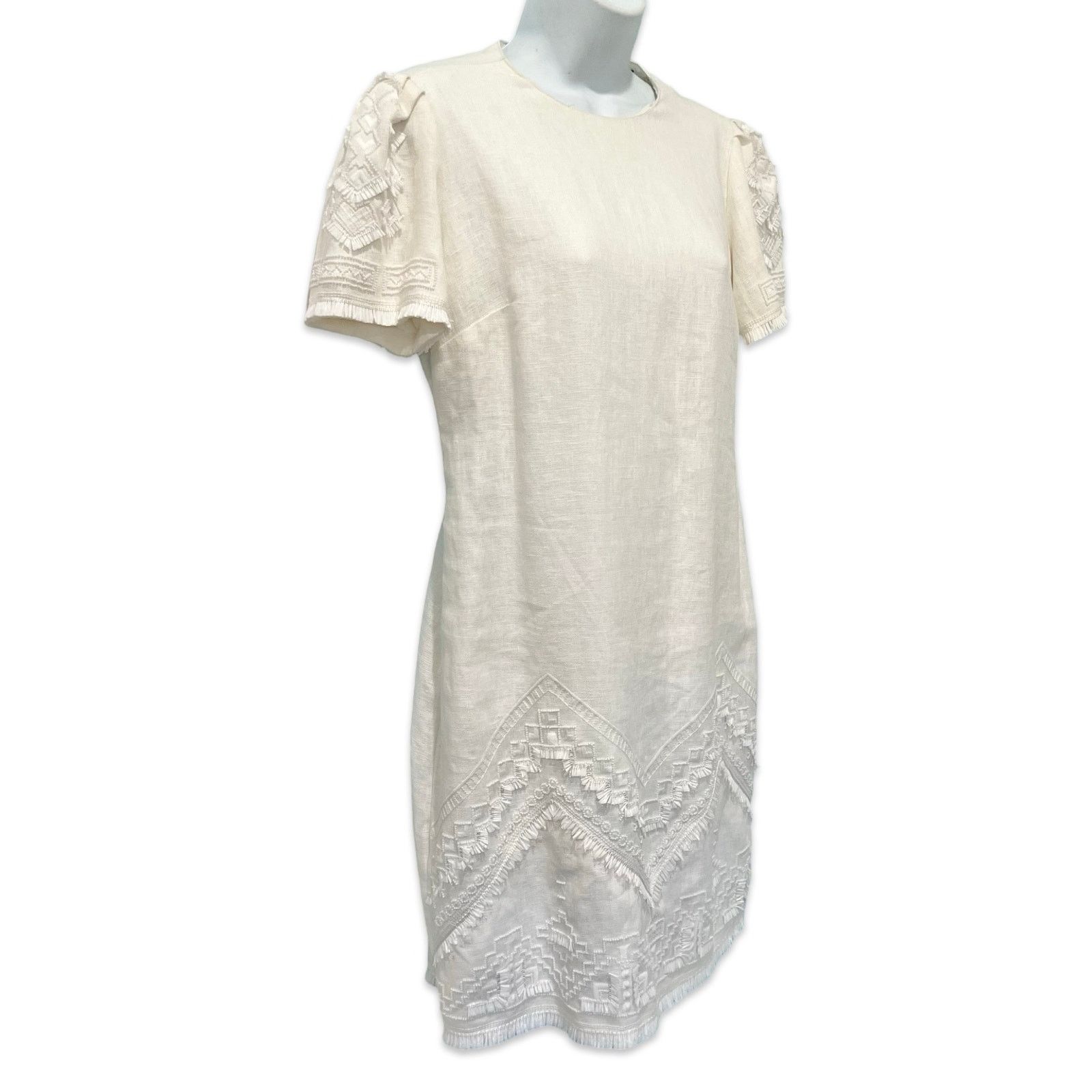 KOBI HALPERIN Kobi Halperin Ivory Beaded Tassel Shift Linen Dress size M Size M / US 6-8 / IT 42-44 - 11 Thumbnail