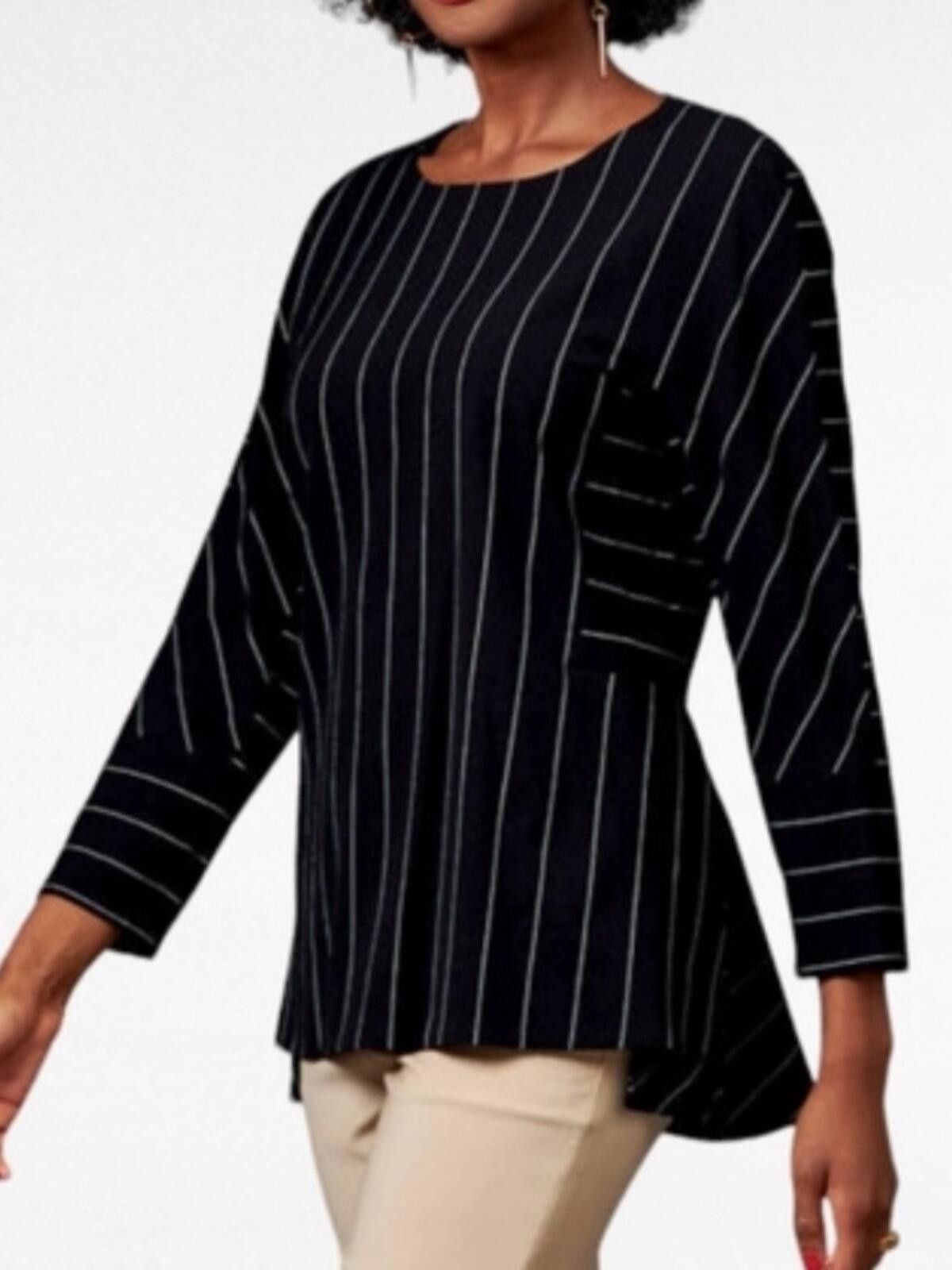 Other Anne Klein / Pinstripe Tunic Top / Black White Size M / US 6-8 / IT 42-44 - 1 Thumbnail