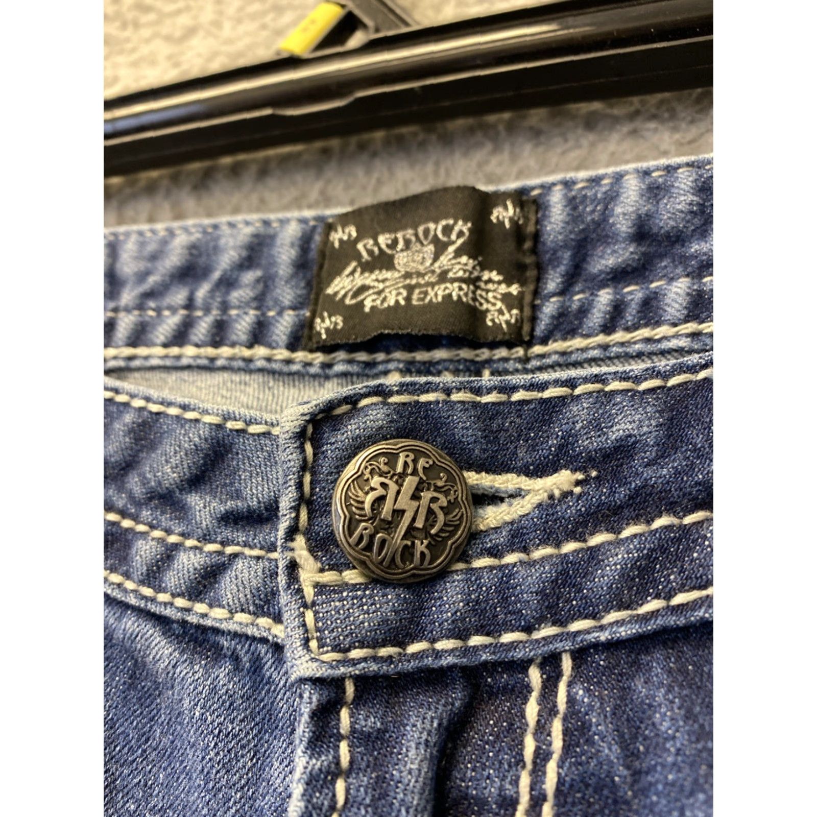 Denime ReRock Jeans Bootcut Womens 8 Denim Blue Embroidered Low Rise Stretch Regular Size 8 Size 30" / US 8 / IT 44 - 3 Thumbnail