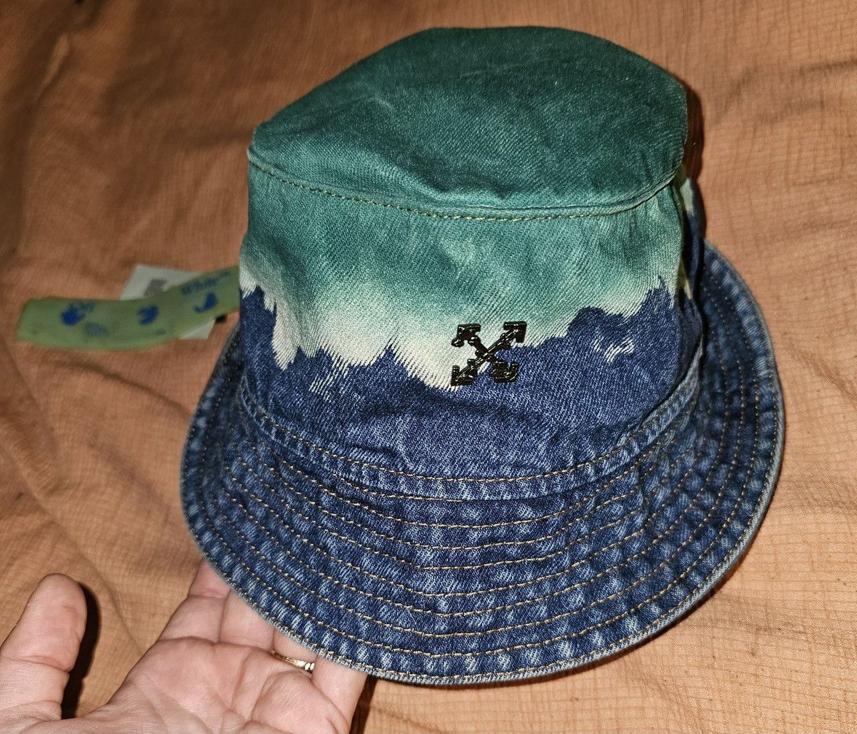 Off-White Denim blue and green Bucket hat | Grailed