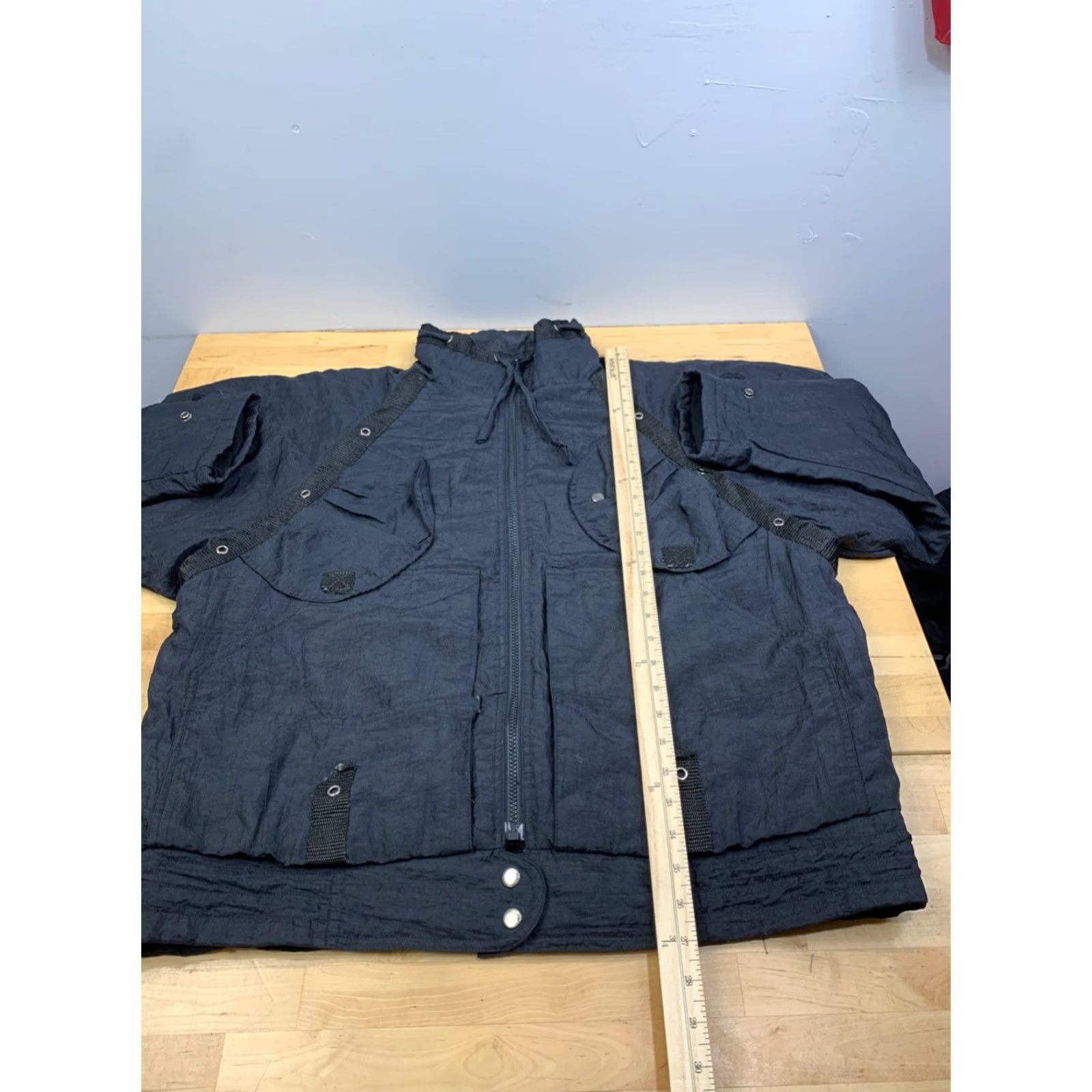 Vintage VINTAGE Bomber Jacket Womens M Black Full Zip Boxy Oversize 80s 90s Jacket Size M / US 6-8 / IT 42-44 - 6 Thumbnail