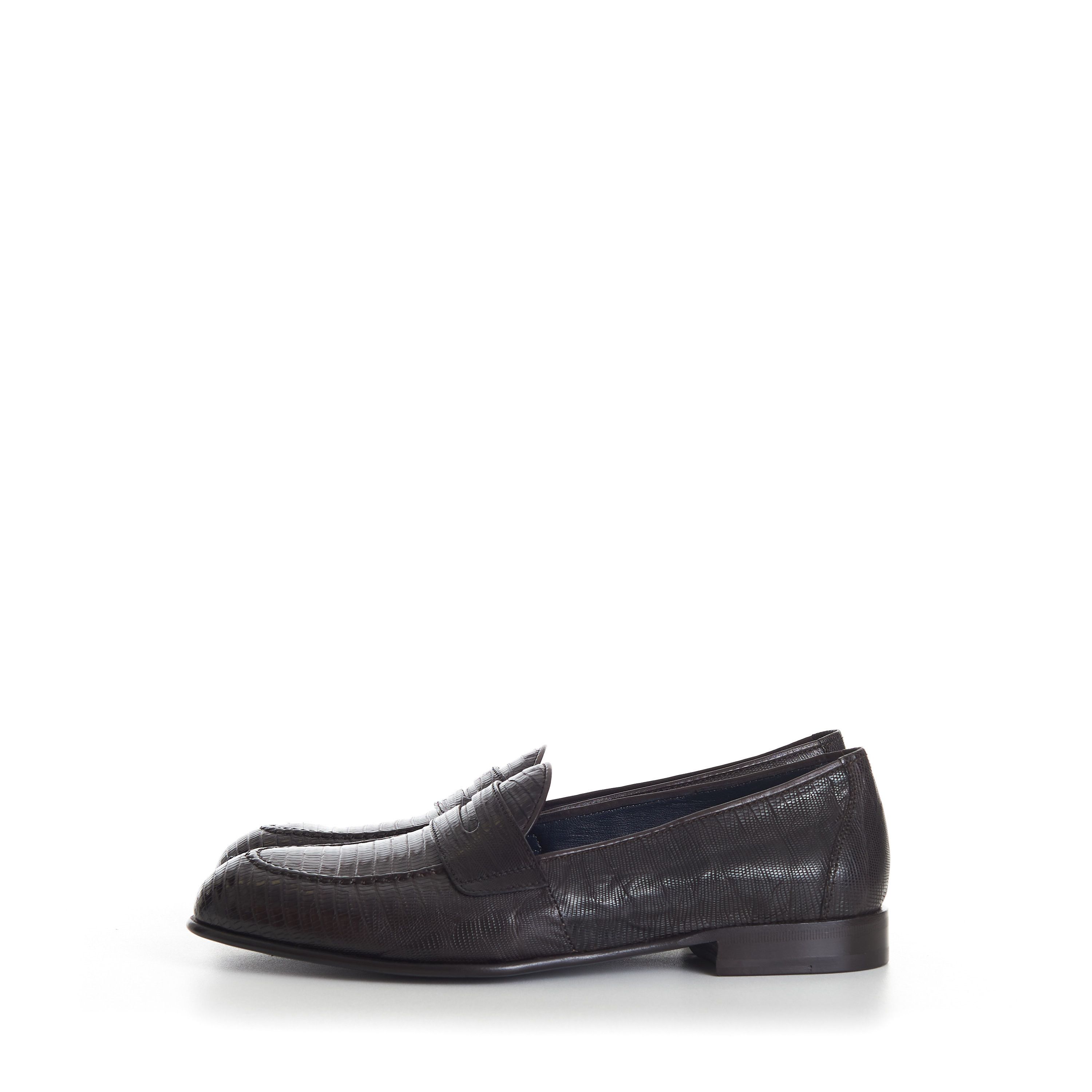 Brioni Penny Loafer In Dark Brown Snakeskin Leather Size US 8 / EU 41 - 4 Thumbnail