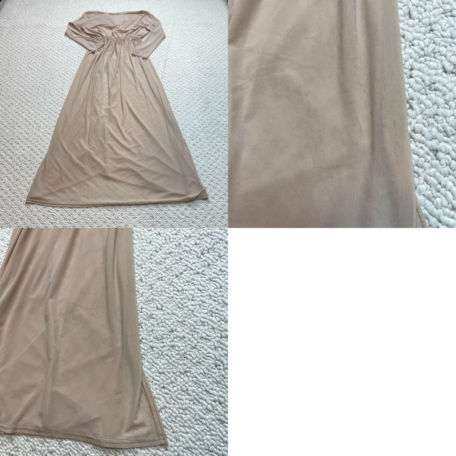 Boohoo Boohoo Maxi Dress Womens 10 Beige Tan V Neck Elastic Waist Long Sleeve Dress Beige Maxi 10 Womens V-Neck Long Sleeve Casual Party/Cocktail Size L / US 10 / IT 46 - 8 Thumbnail
