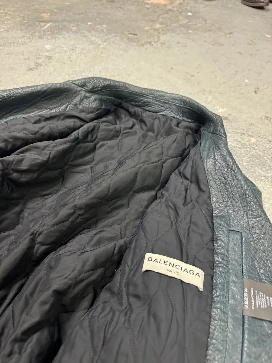 Balenciaga AW2014 Balenciaga Blue Biker Raw Lamb Leather Jacket Size US M / EU 48-50 / 2 - 12 Thumbnail