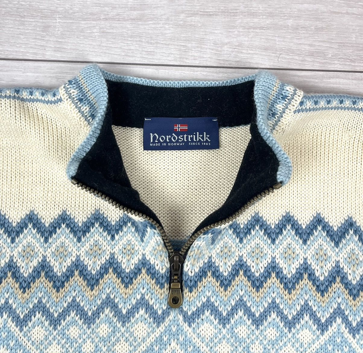 Dale Of Norway Nordstrikk Made In Norway Wool Quarter Zip Knit Sweater Size US XXL / EU 58 / 5 - 9 Thumbnail