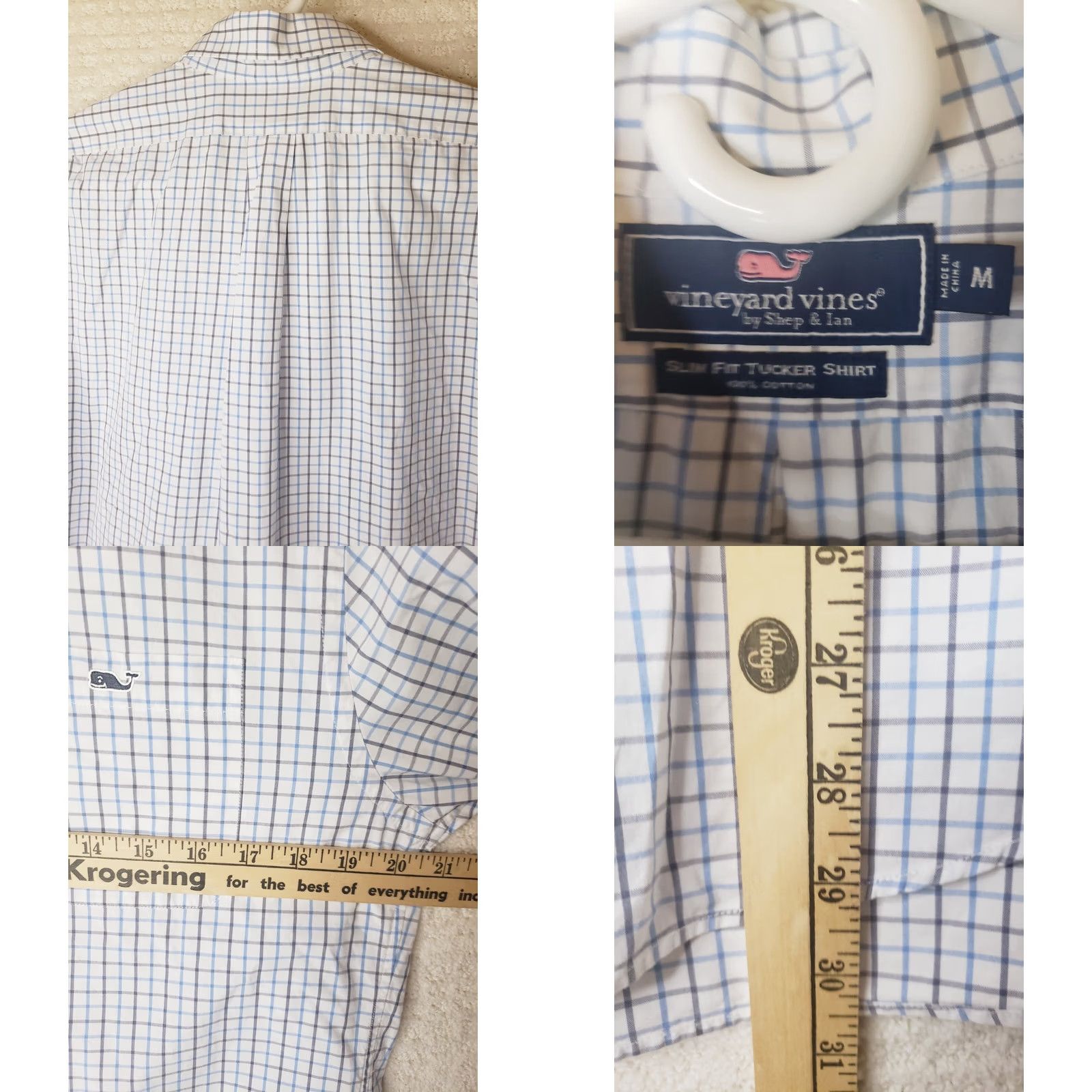 Vineyard Vines Vineyard Vines Tucker Shirt Mens M Slim Fit Plaid Cotton Long Sleeve Button-Up Blue Gray Embroidered Whale Preppy Casual 90s? Size US M / EU 48-50 / 2 - 8 Thumbnail