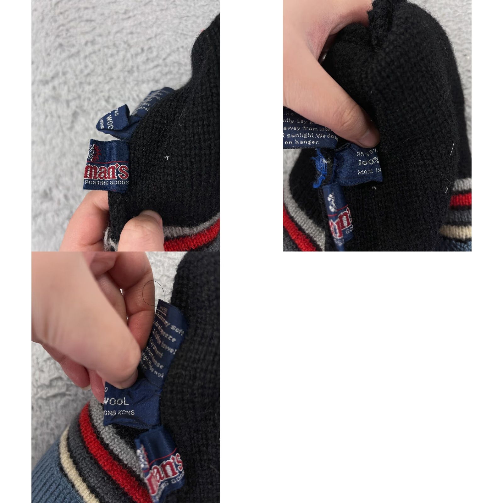 Vintage Herman's Beanie Toque Adult One Size Black Red White Stripe 100% Wool Ski Winter Size ONE SIZE - 8 Thumbnail