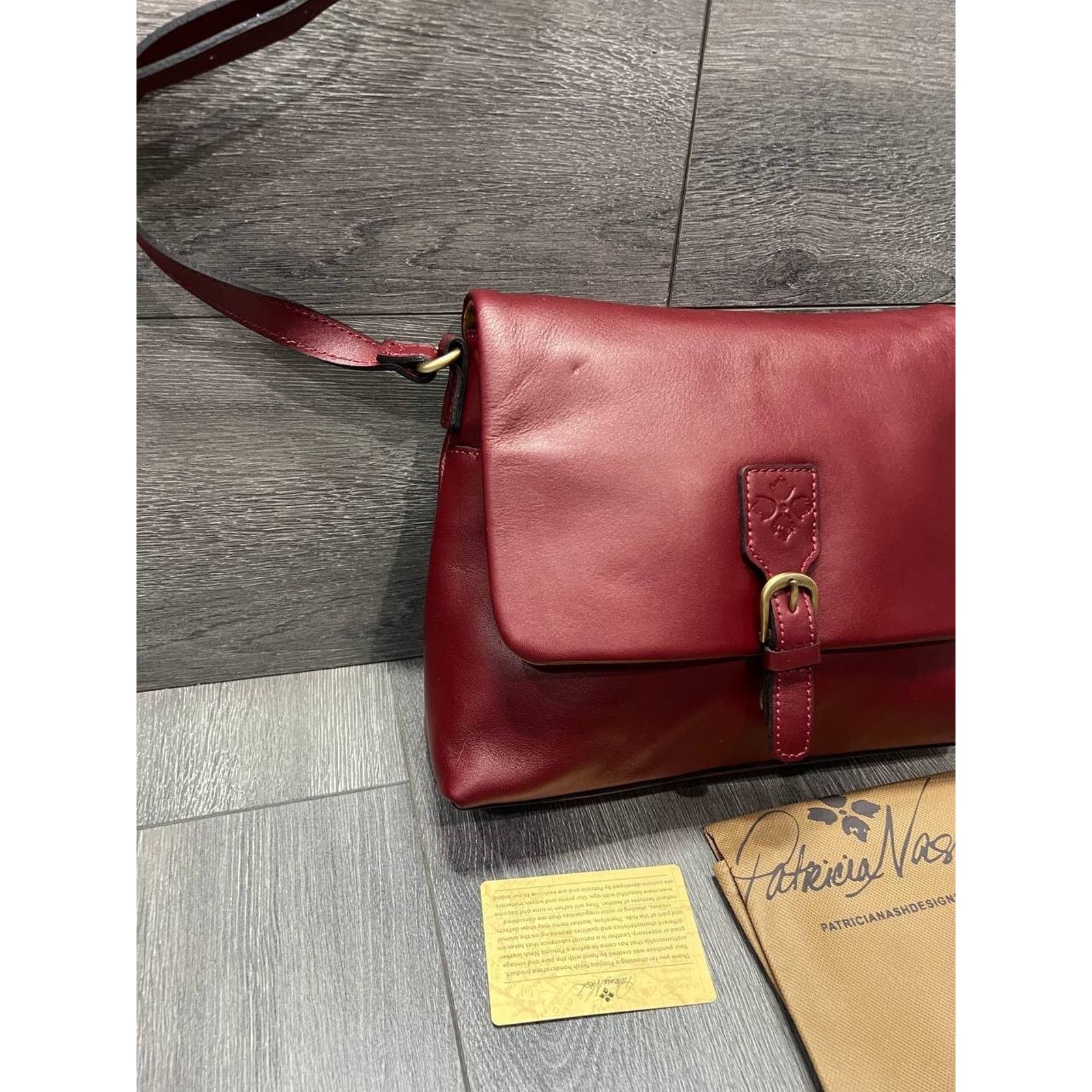 Patricia Nash Patricia Nash Mili Leather Medium Flap Maroon Bag A683655 Size ONE SIZE - 6 Thumbnail