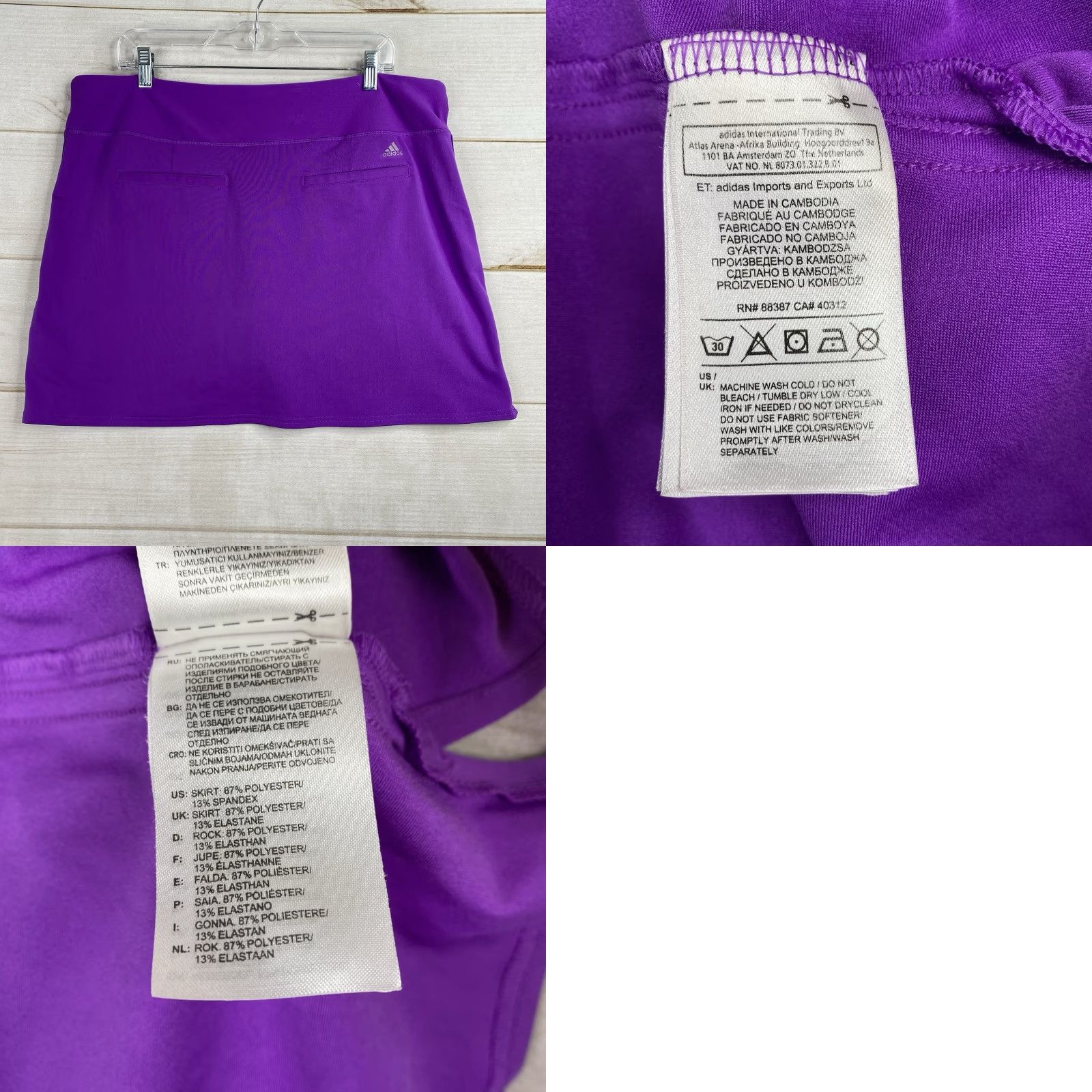 Adidas Adidas Skort Womens XL Purple ClimaCool Athletic Shorts Golf Tennis Short Skirt Pull-On Stretch Sports Women XL Purple Adidas Skort Size 40" / US 18 - 8 Thumbnail