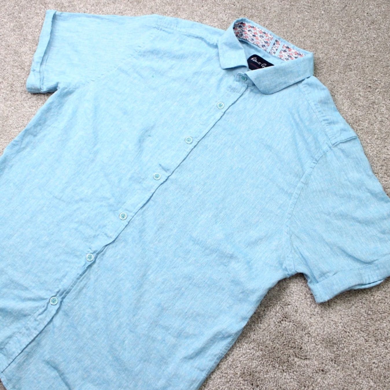 Robert Graham Robert Graham Blue Shirt Men 3XL Button-Up Cotton Linen Check Long Sleeve Classic Fit Shirt Size US XXL / EU 58 / 5 - 3 Thumbnail