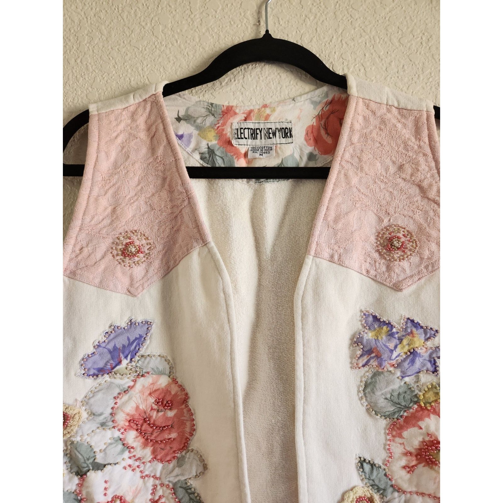 Other Vintage Electrify New York Women's Beaded Floral Vest M Size M / US 6-8 / IT 42-44 - 3 Thumbnail