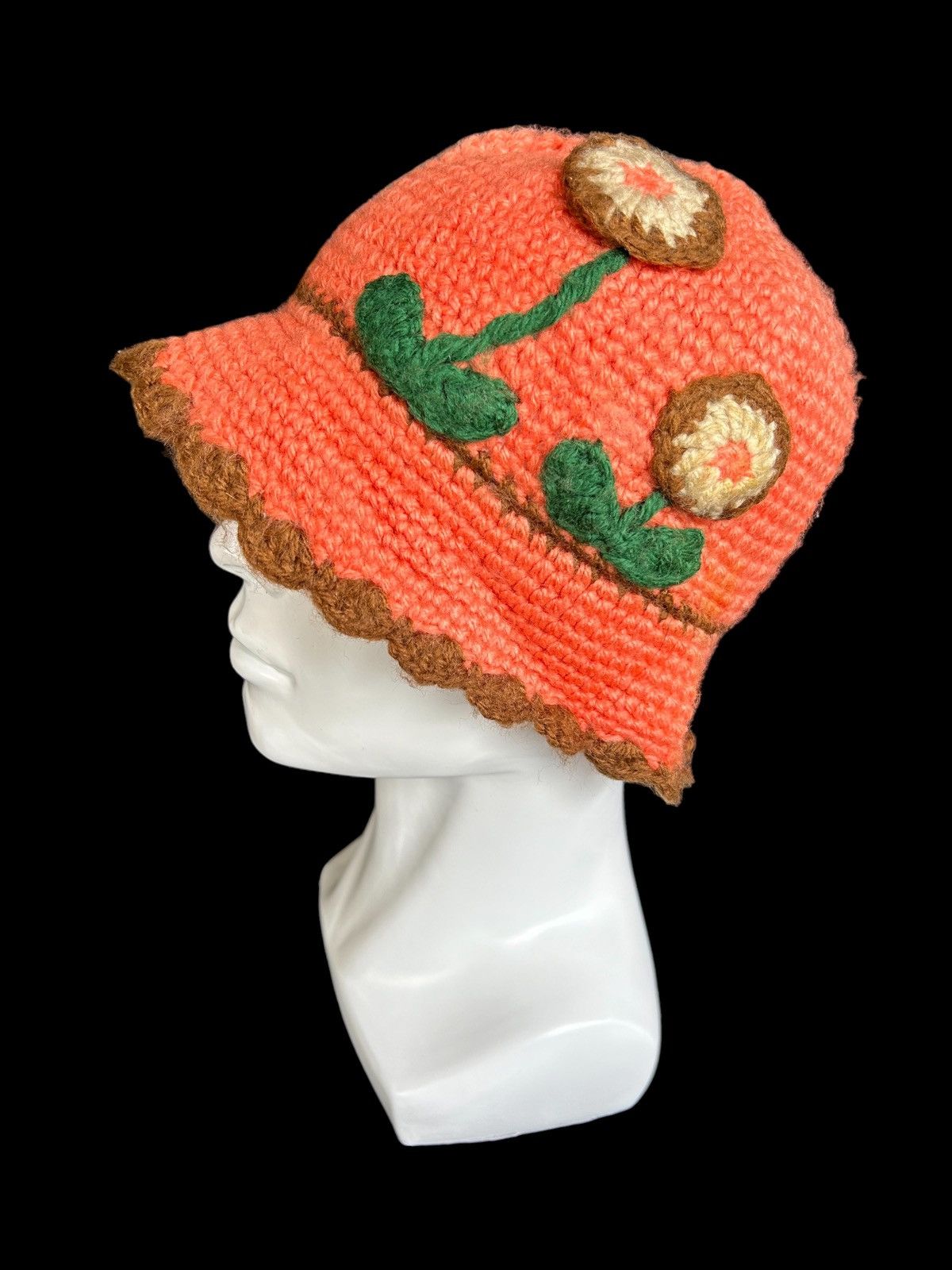 Japanese Brand × Kapital × Vintage Hippies Style Orange Knitted Crochet Handmade Bucket Hats Size ONE SIZE - 1 Thumbnail
