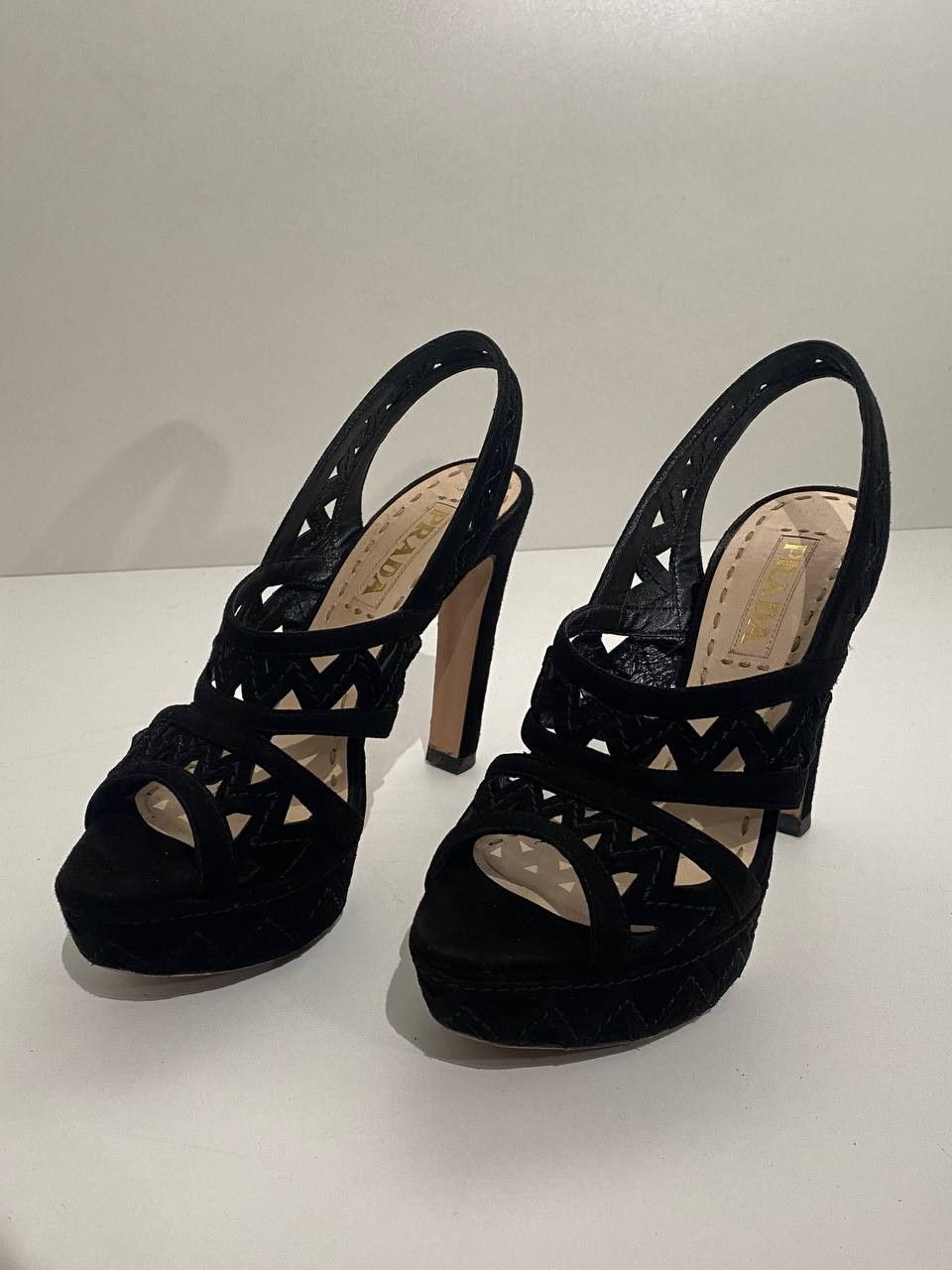 Prada Prada x Miu Miu Suede Black Slingback Strap High Heels Size US 7.5 / IT 37.5 - 3 Thumbnail