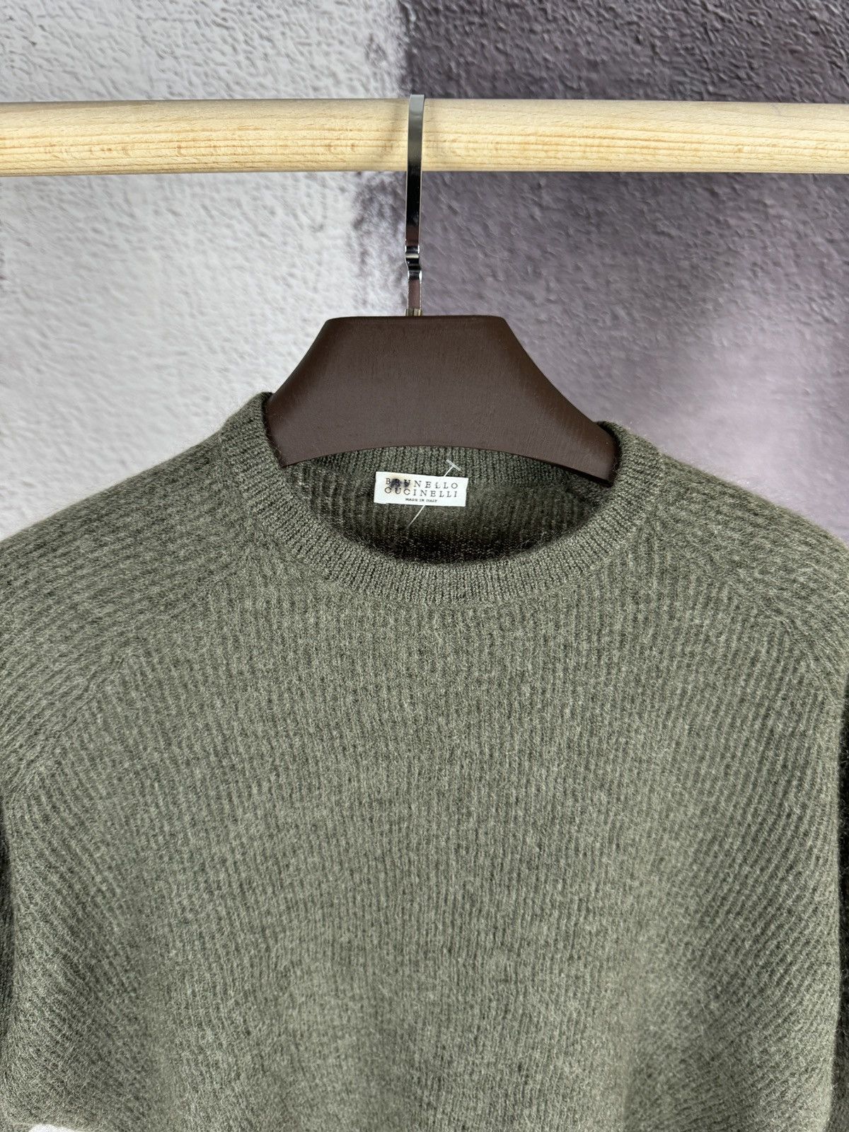 Brunello Cucinelli Brunello Cucinelli mohair wool khaki cropped sweater Size S / US 4 / IT 40 - 6 Thumbnail
