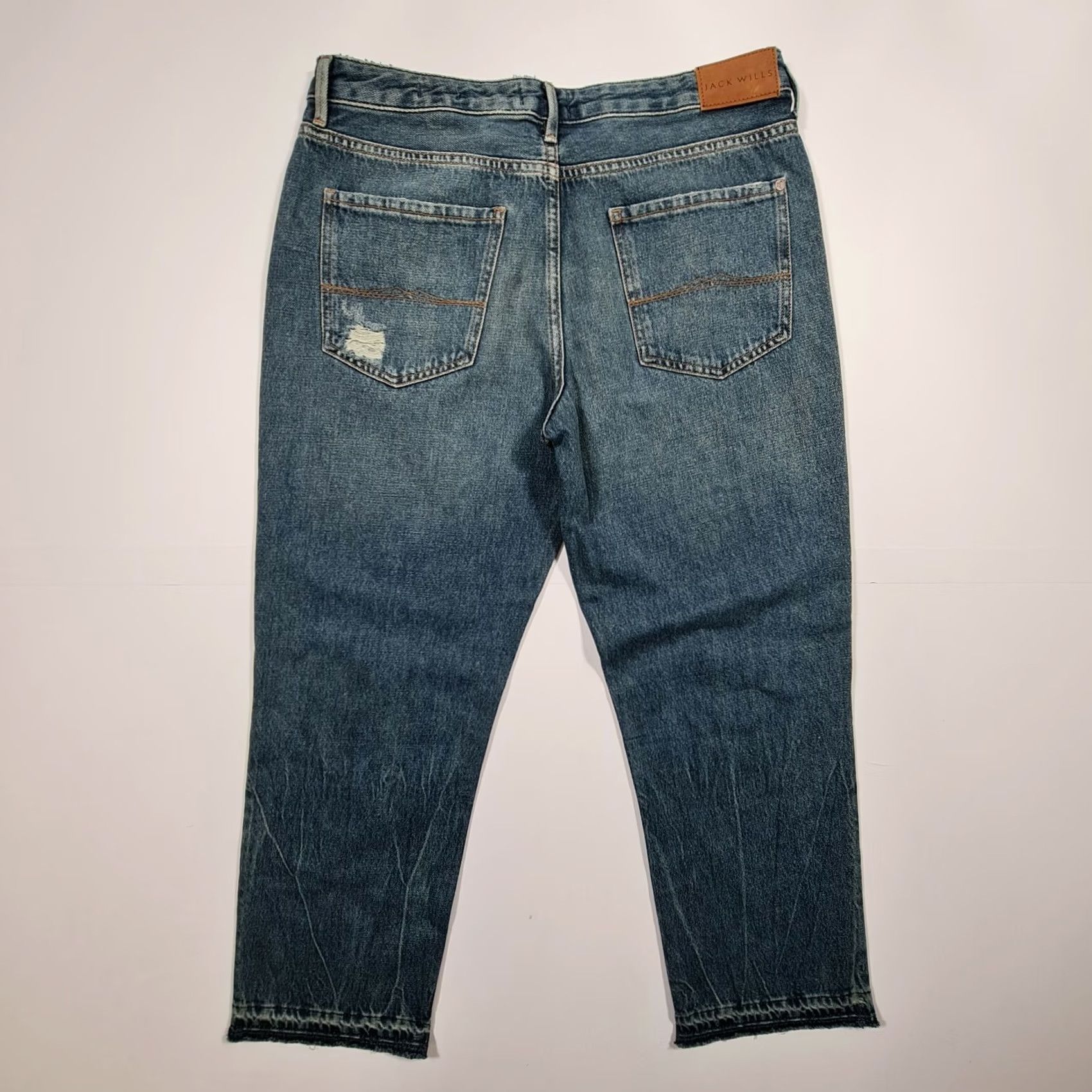 Jack Wills Jack Wills Jeans Blue W29 Girlfriend Tapered Denim Distressed 5-Pocket Womens Regular Large Size 29" - 5 Thumbnail