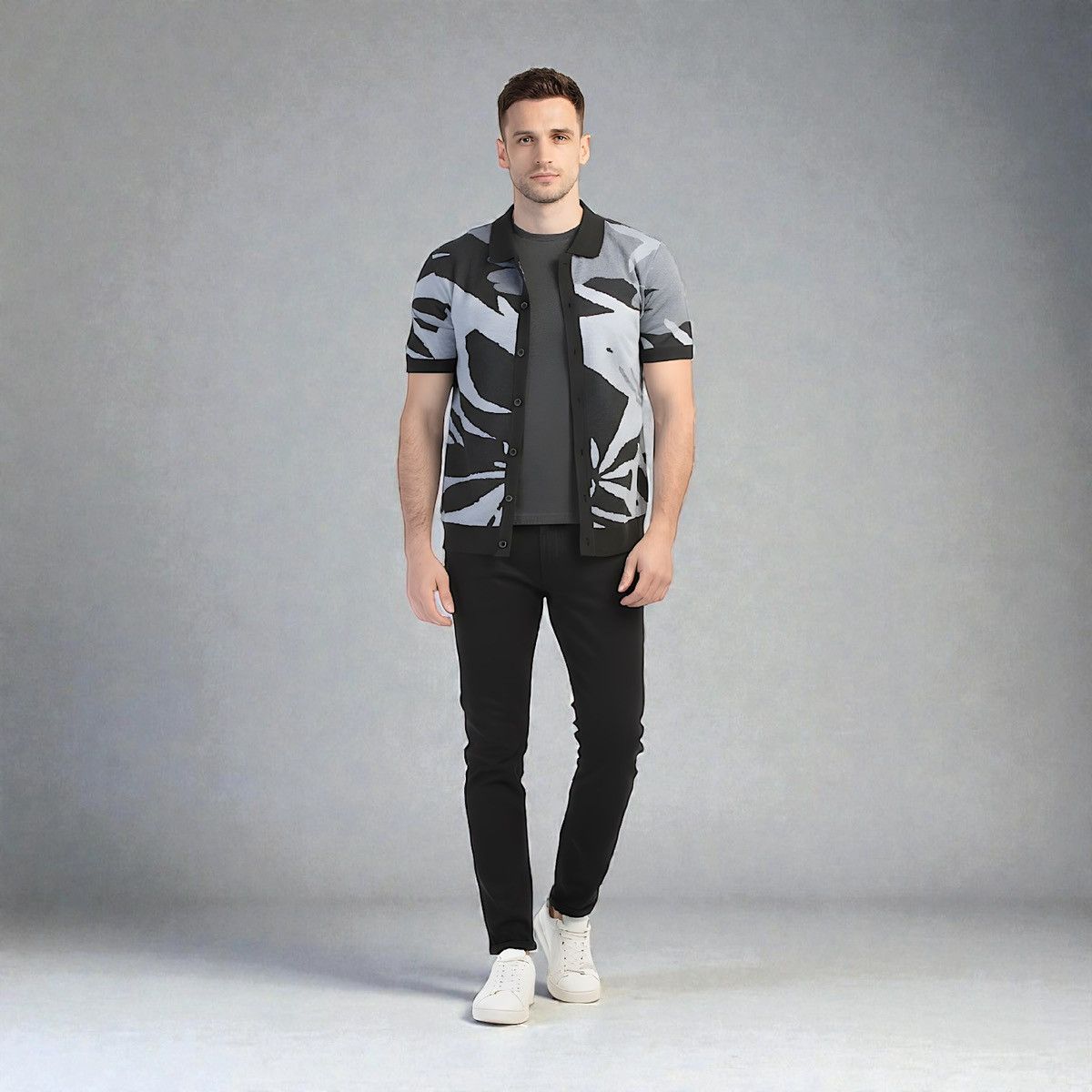 Buffalo David Bitton Buffalo Wyneson Men’s Abstract Black Grey Sweater Sz L Size US L / EU 52-54 / 3 - 2 Thumbnail
