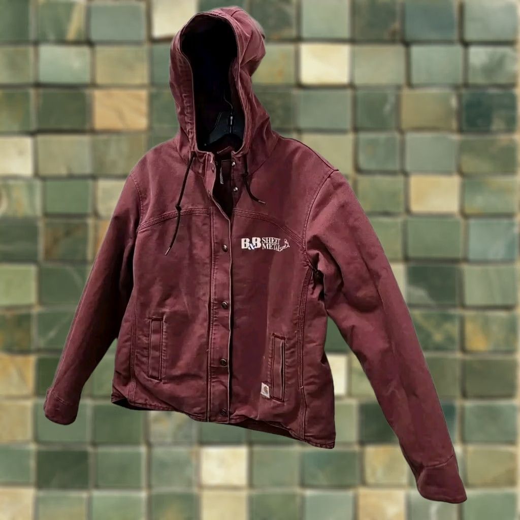 Carhartt VINTAGE Carhartt Canvas Workwear Hooded Sherpa Purple Coat Women's Small 100657 609 Size S / US 4 / IT 40 - 1 Thumbnail