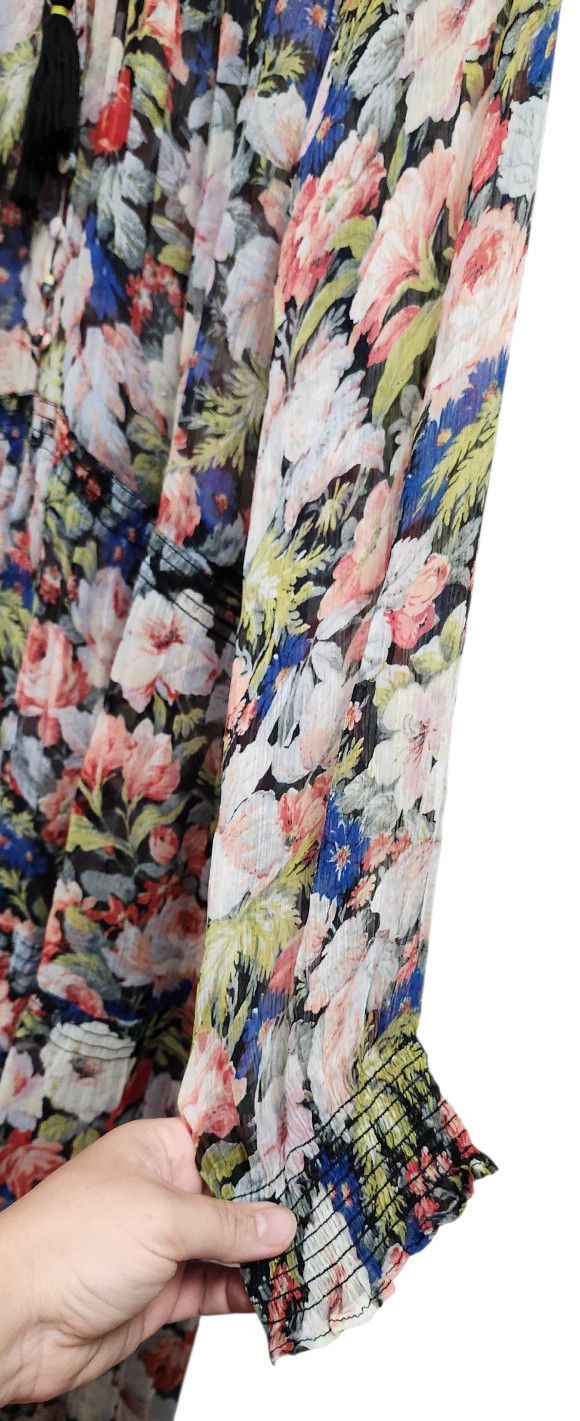 Anthropologie The Marais Printed Chiffon Maxi Dress Floral Sheer Overlay Size L / US 10 / IT 46 - 9 Thumbnail