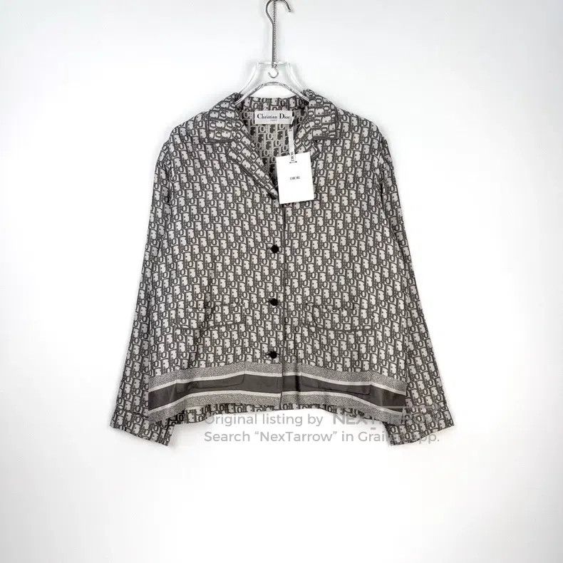 Dior Dior Gray logo mulberry silk shirt Size M / US 6-8 / IT 42-44 - 3 Thumbnail