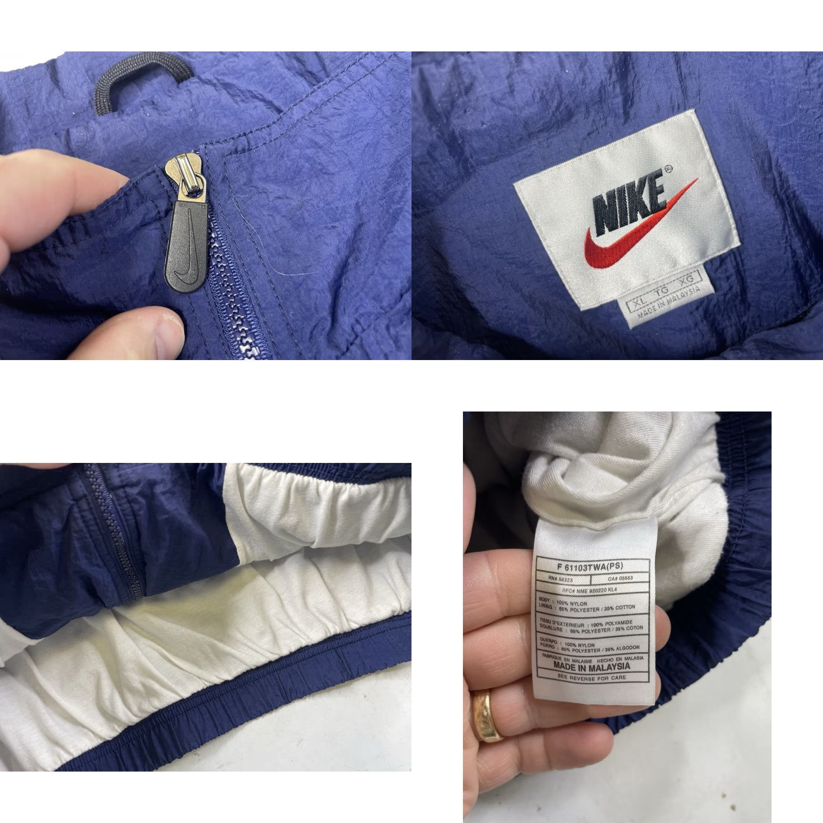 Nike VINTAGE Nike Track Suit Jacket Pants Windbreaker Lined Nylon Blue Mens XL Size 46R - 9 Thumbnail