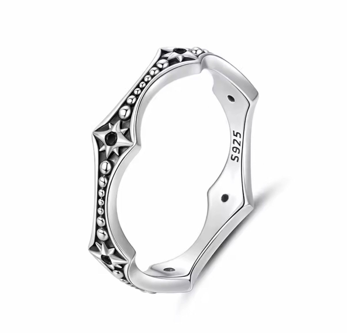 Sterling Silver 925 Sterling silver gothic black zircon ring Size ONE SIZE - 1 Thumbnail