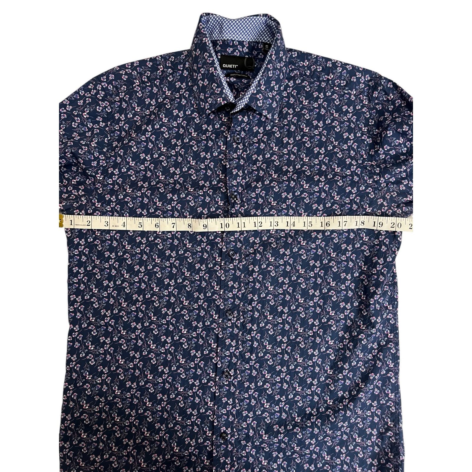 Other QUIETI Men’s Floral Button-Up Shirt Navy Blue Long Sleeve Size US S / EU 44-46 / 1 - 8 Thumbnail