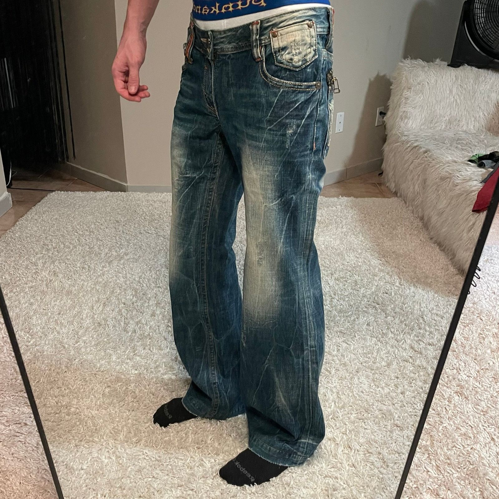 Hysteric Glamour Japanese Brand Vintage Wash Low-rise Bootcut Denim Jeans Size 32" / US 10 / IT 46 - 2 Thumbnail