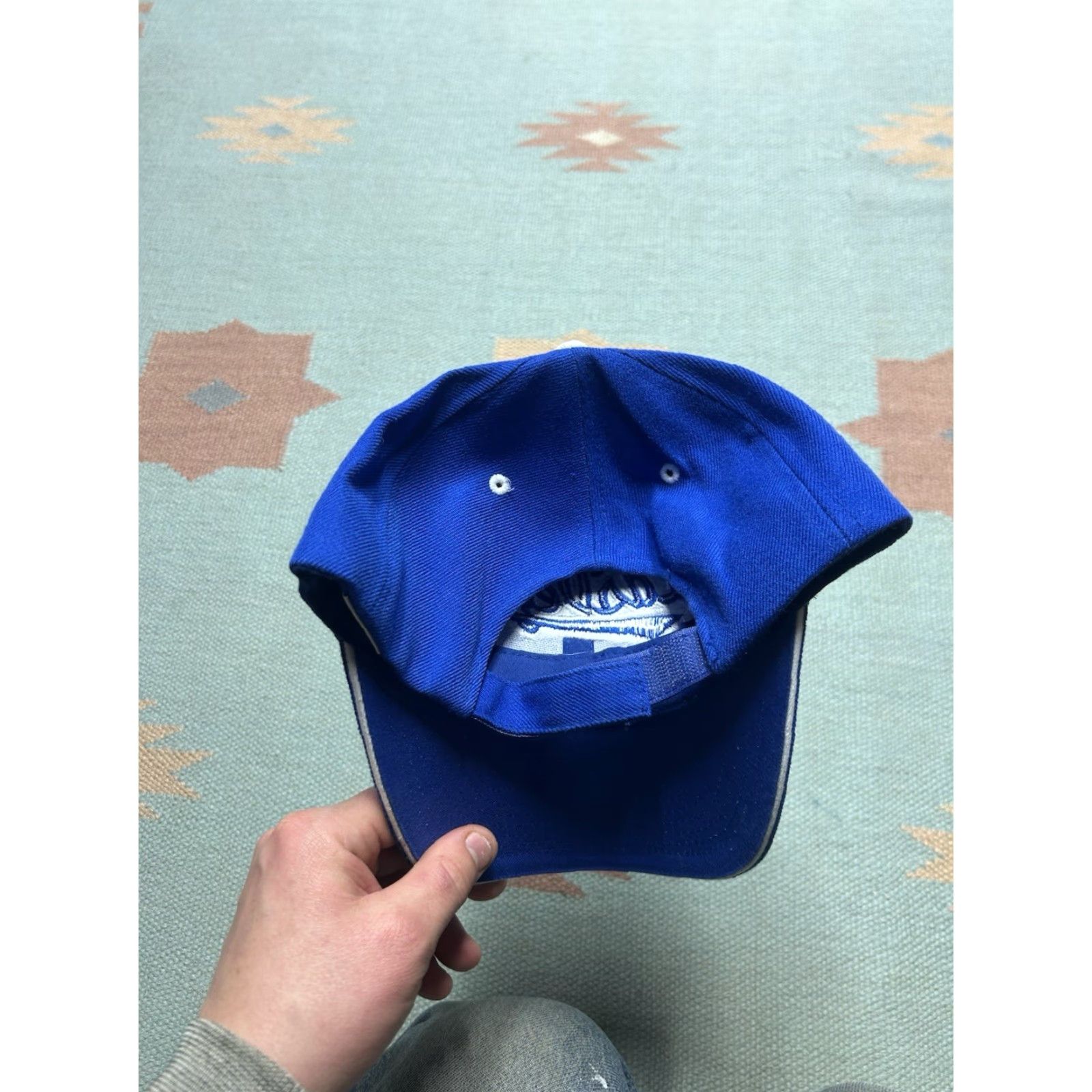 Vintage VINTAGE strapback hat cap Las Vegas Nevada script embroidered blue adjustable Mens Adjustable cap hat Size ONE SIZE - 4 Thumbnail