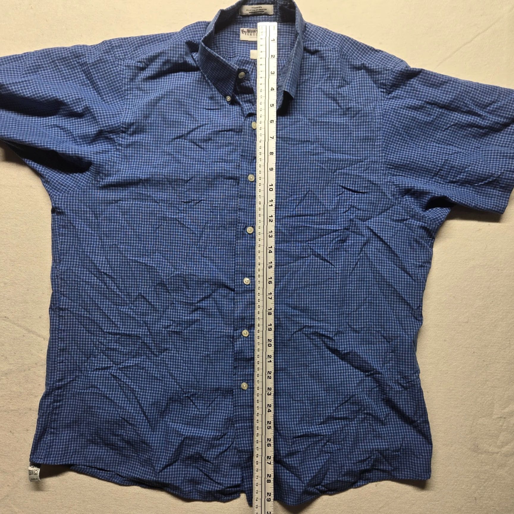 Van Heusen Van Heusen Blue Checkered Button-Down Dress Shirt Adult Men 17 Regular Fit Size US XL / EU 56 / 4 - 6 Thumbnail