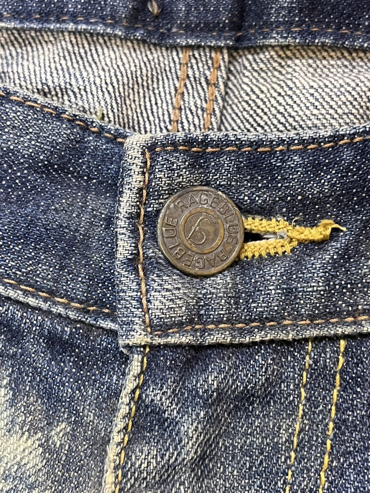 RAGEBLUE Vintage Rageblue Faded Mudwash Whiskers Denim Size US 33 - 10 Thumbnail