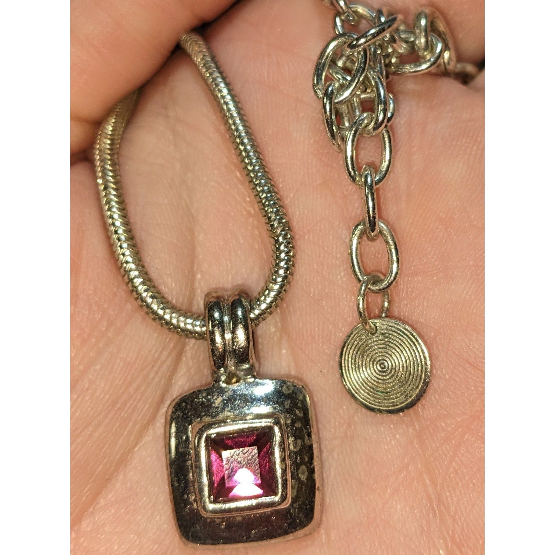 Other Vintage Square Pendant Necklace With Purple Faceted Stone Size ONE SIZE - 1 Thumbnail