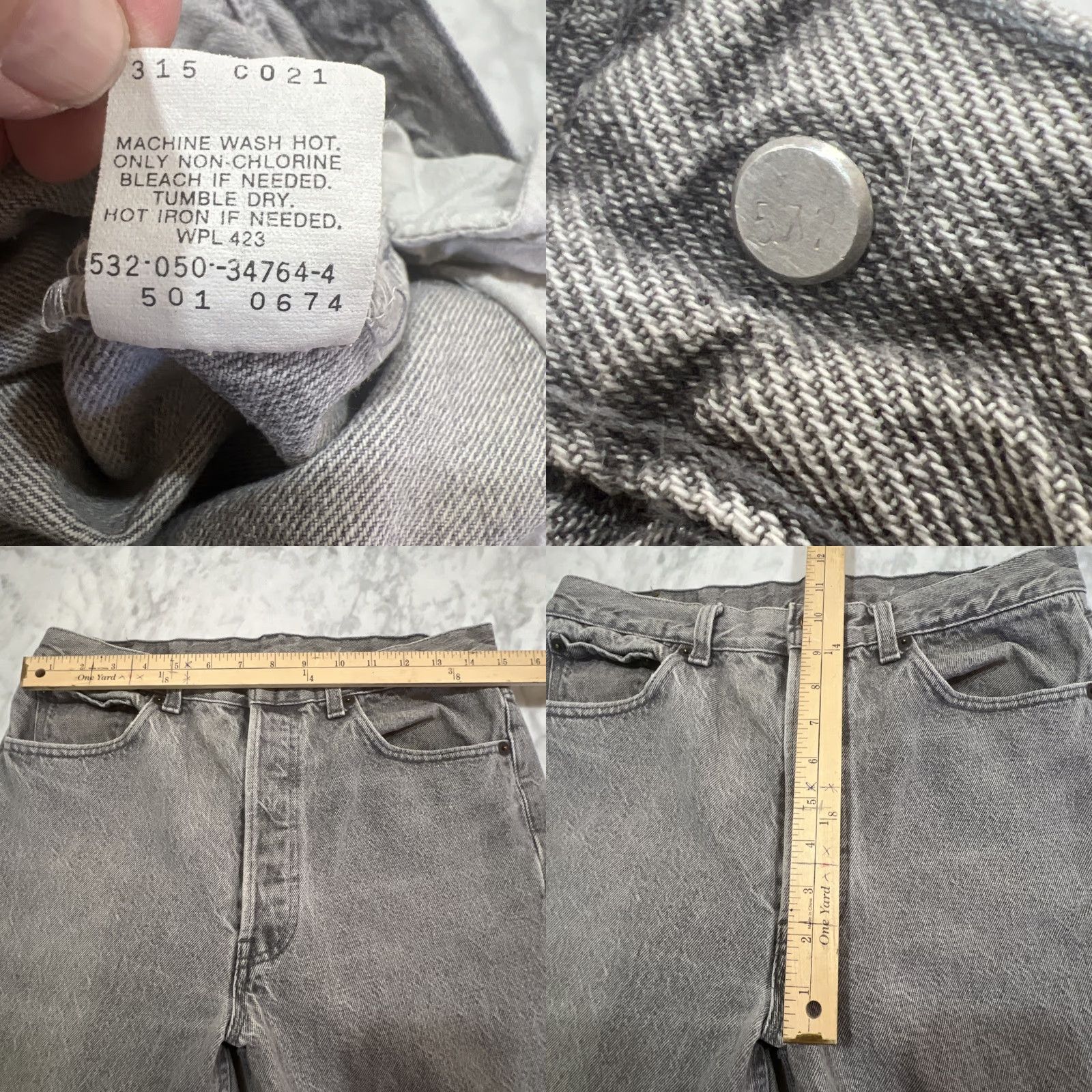 Levi's VINTAGE Levi’s 501 Jeans Men Gray 30x32 Button Fly Straight Made USA USA 5-Pocket 1970s Size US 30 / EU 46 - 9 Thumbnail
