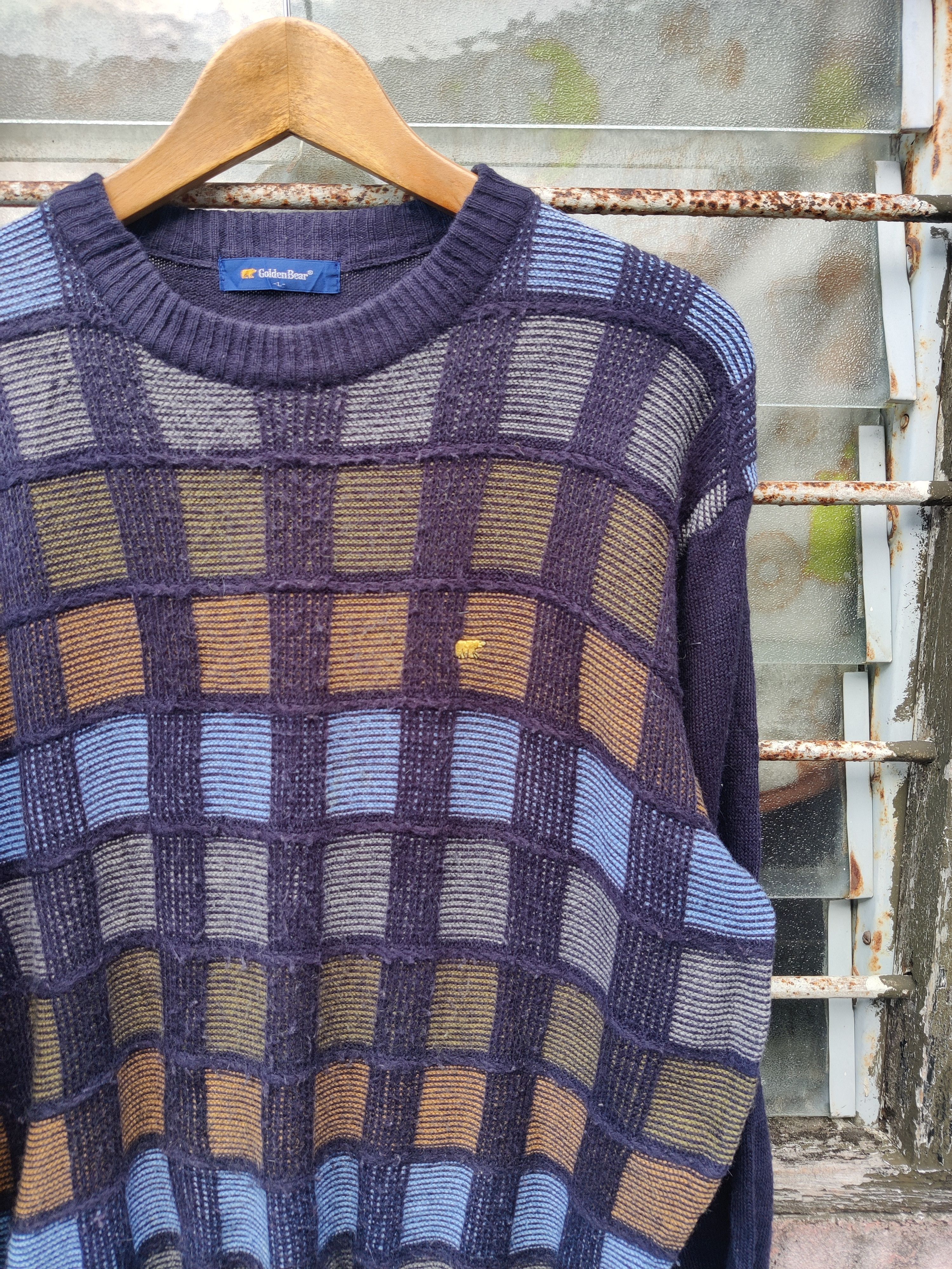 Golden Bear Vintage Golden Bear Checkers Knitwear Sweatshirt Size US L / EU 52-54 / 3 - 3 Thumbnail