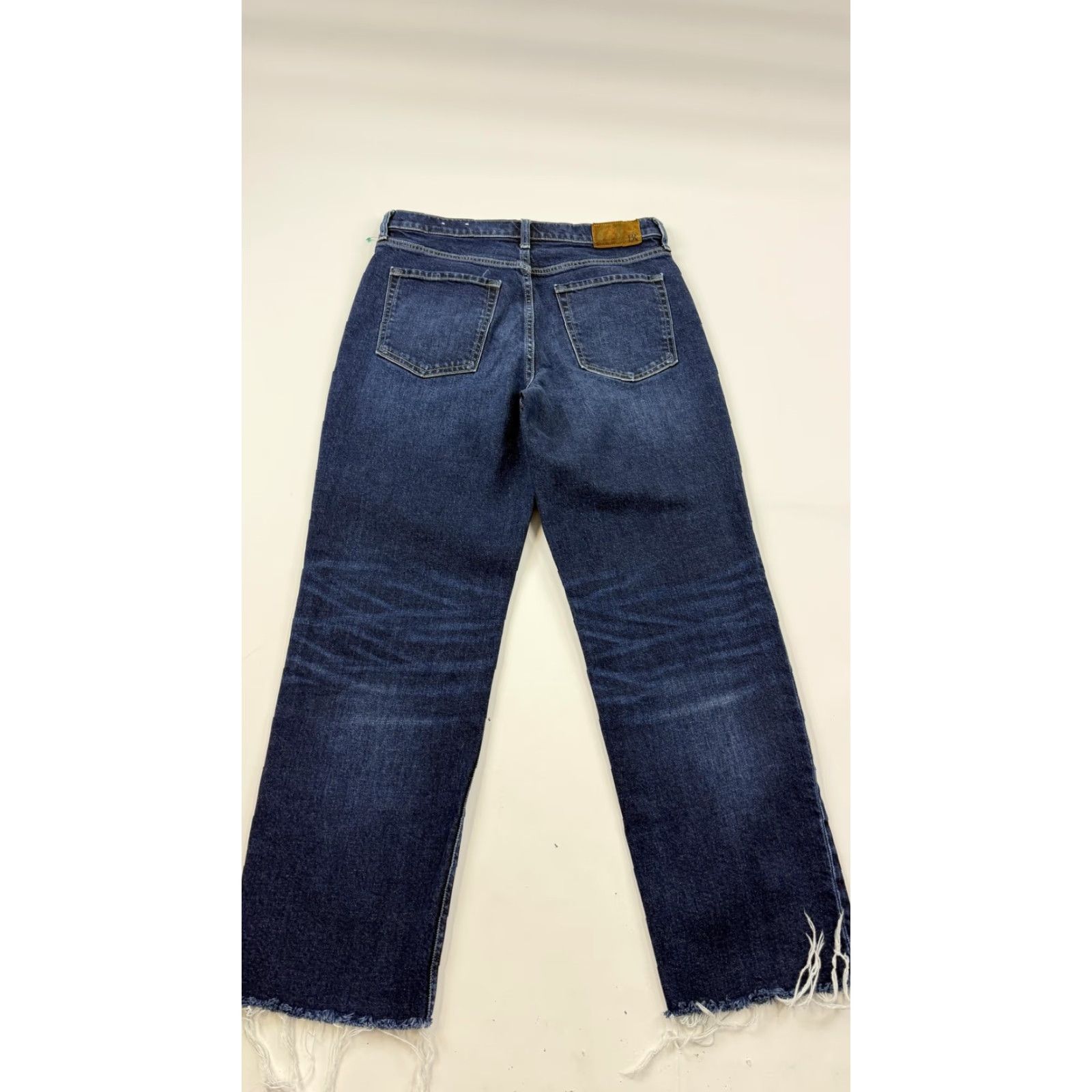 Banana Republic Banana Republic Jeans Womens 29 Blue Dark Wash Button Fly Straight Leg Raw Hem Distressed Pockets 99% Cotton Spandex Size 29" - 5 Thumbnail