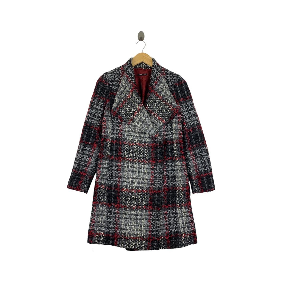 Sisley SISLEY Italian Brand Wool Checked Long Tweed Coat Parka Size S / US 4 / IT 40 - 1 Thumbnail