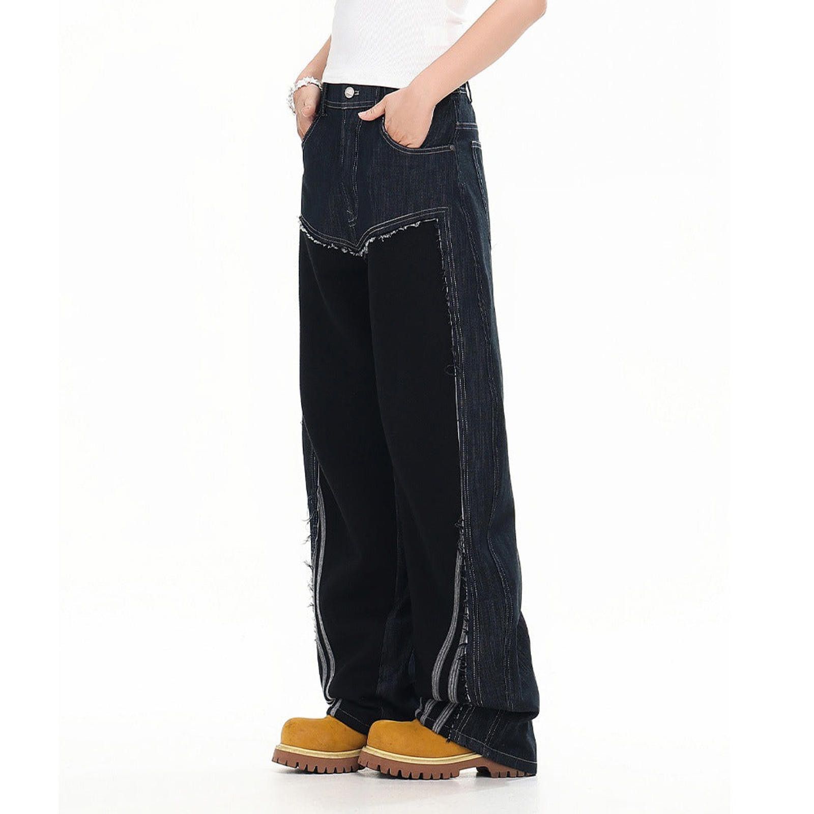 Japanese Brand Black Wide Leg Denim Jeans, Baggy Loose Fit Pants Size US 32 / EU 48 - 2 Thumbnail