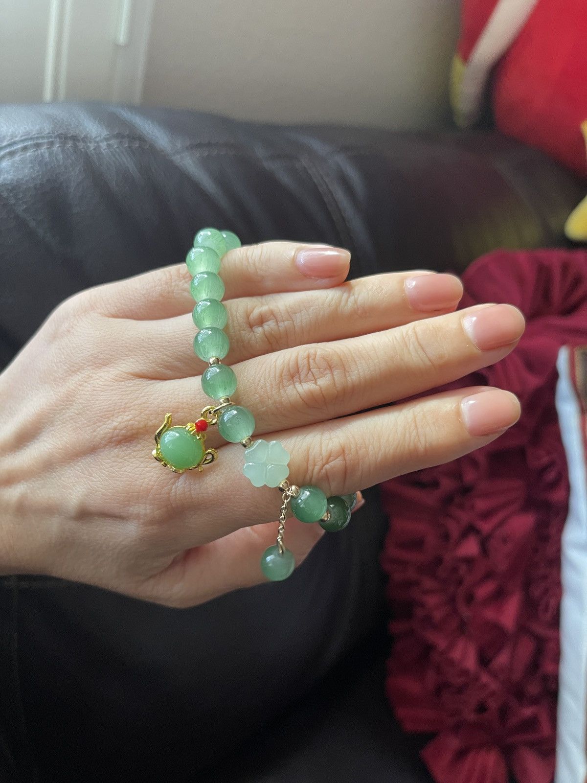 The Unbranded Brand Auth jade bean bracelets brand new with sillk pouch Size ONE SIZE - 3 Thumbnail
