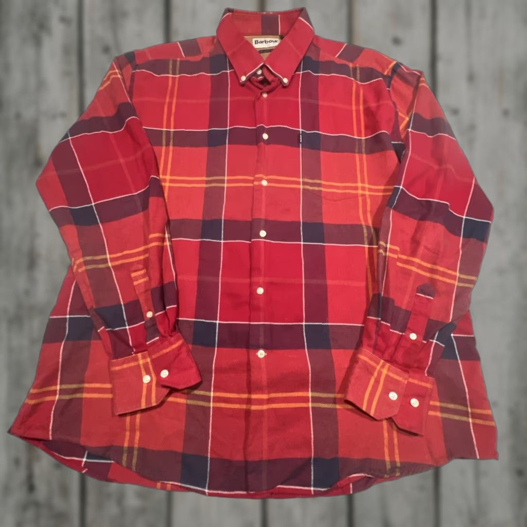Barbour Barbour Flannel Shirt Mens XL Tailored Fit Plaid Red Tartan Long Sleeve Cotton Shirt Size US XL / EU 56 / 4 - 1 Thumbnail