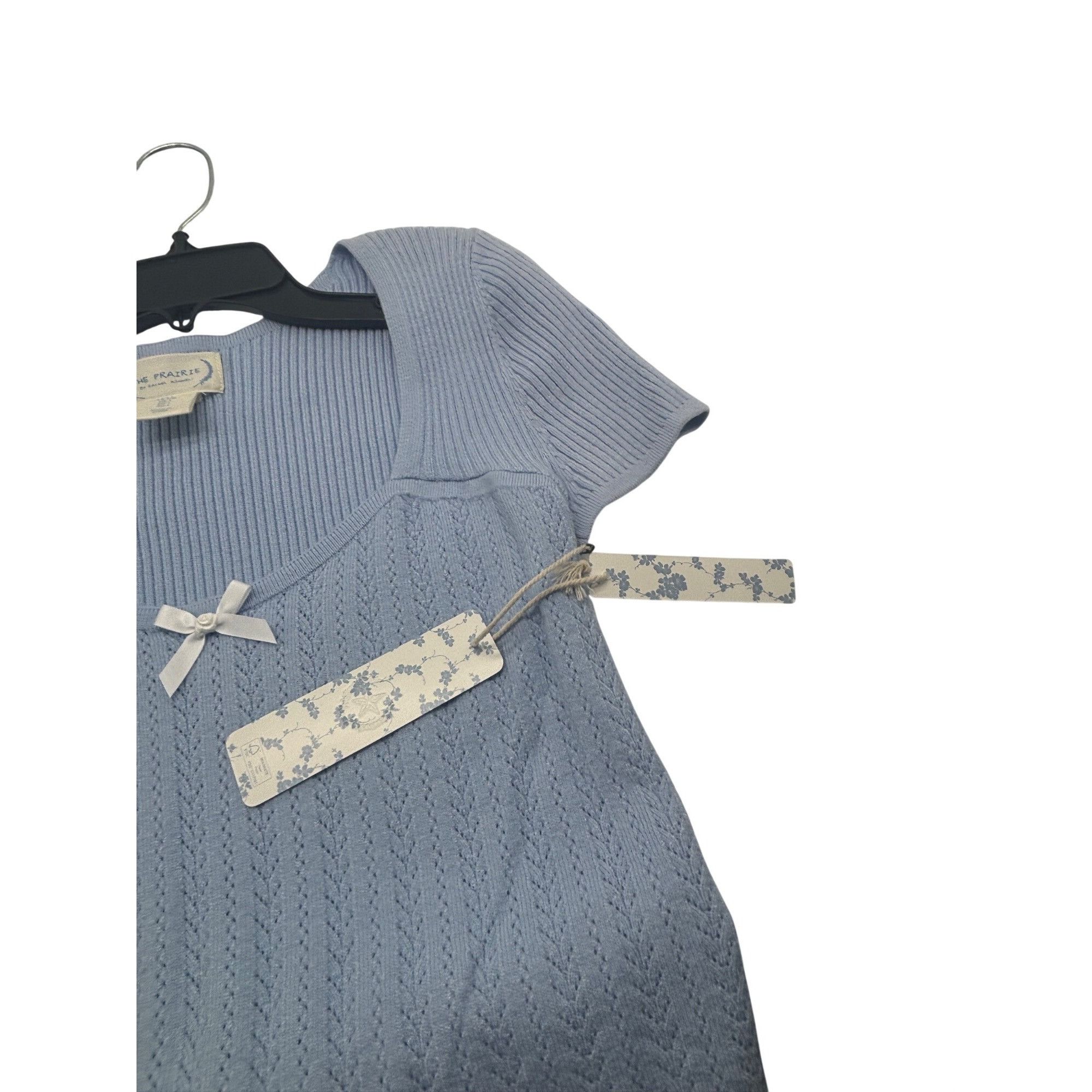 Other The Prairie "Coquette" Baby blue Short Sleeve Cropped Sweate Size L / US 10 / IT 46 - 7 Thumbnail