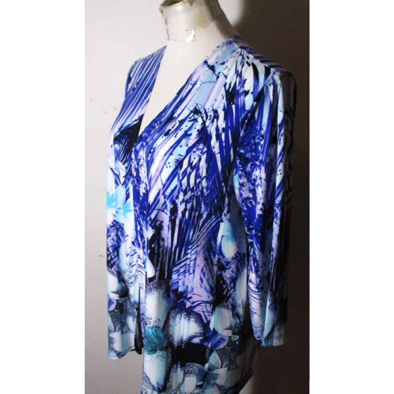 Vintage EASYWEAR by Chico's Blue 3/4 Sleeve Cardigan Wrap Sweater Size 1 Women Size XS / US 0-2 / IT 36-38 - 4 Thumbnail