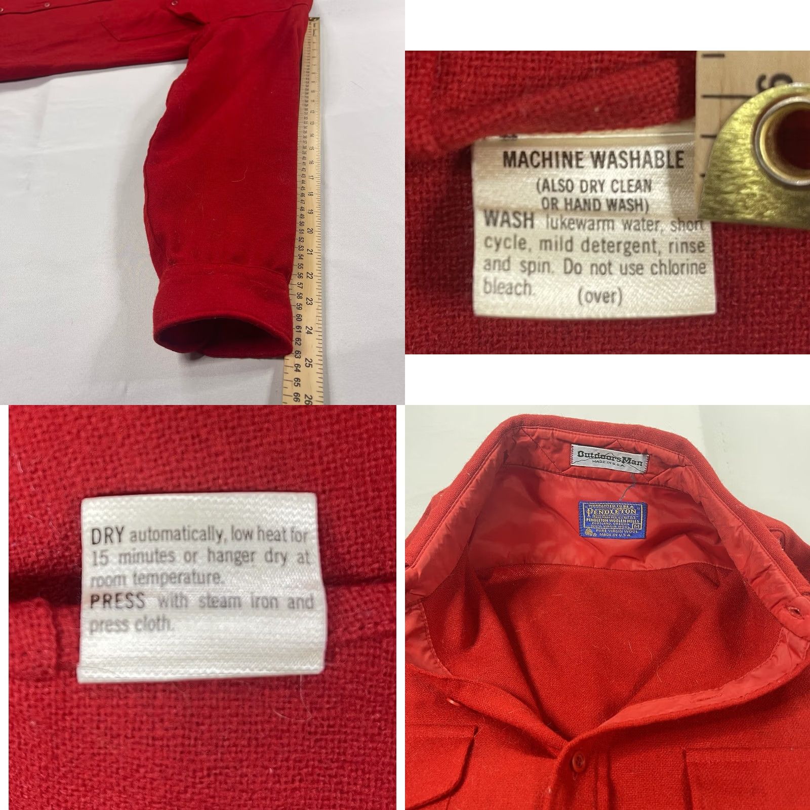 Pendleton VINTAGE Pendleton Button-Up Wool Plaid Shirt Mens Red 70s Retro Outdoor Pockets Size US L / EU 52-54 / 3 - 8 Thumbnail