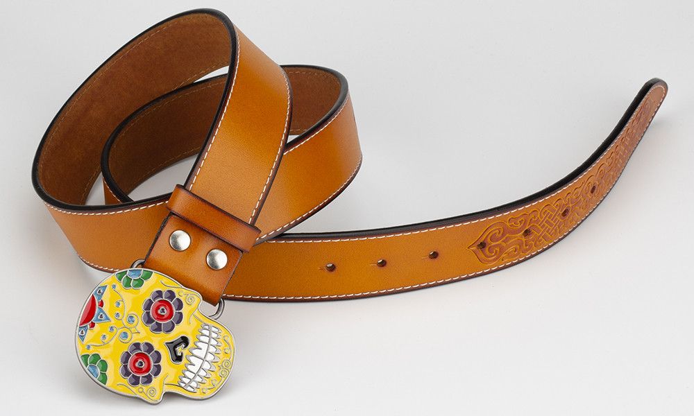 Designer Skull Rare Vintage Belt Riveted Belts Menswear Accessories Size ONE SIZE - 5 Thumbnail