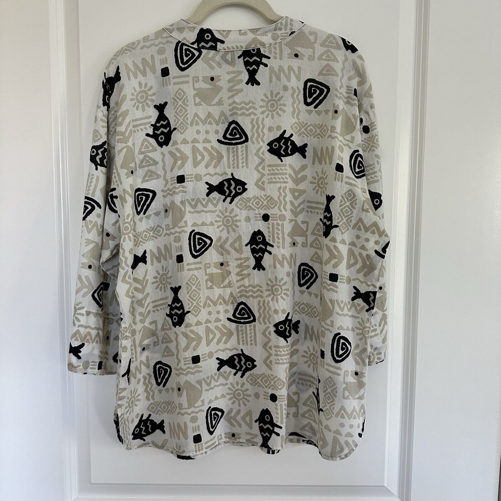 Other Vintage Two Potato Men’s Shirt Band Collar Fish Ethnic L Size US L / EU 52-54 / 3 - 6 Thumbnail