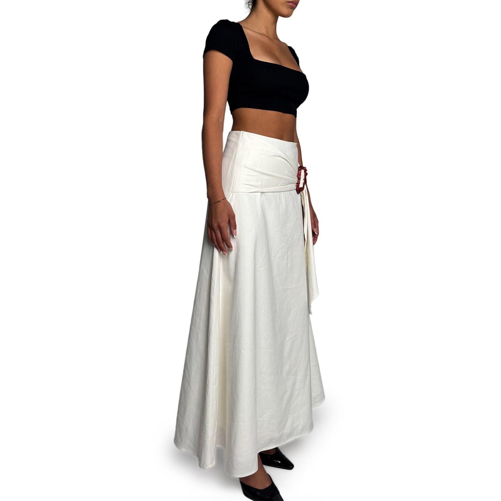 Anna Quan Cream Skirt with Buckle Size 28" / US 6 / IT 42 - 2 Thumbnail