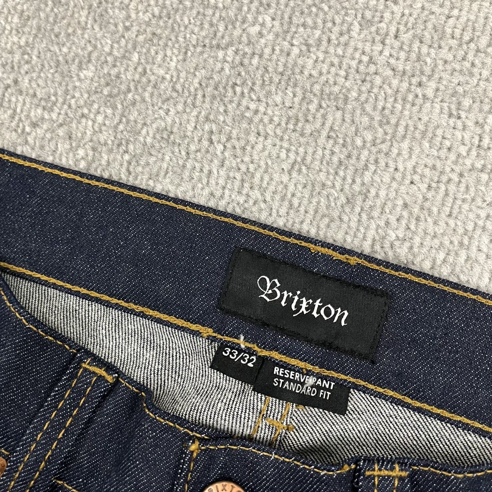 Brixton Brixton Reserve Jeans Mens 33 x 32 Indigo Blue Cone Denim Skater Button Fly 5-Pocket Mens Size US 33 - 3 Thumbnail