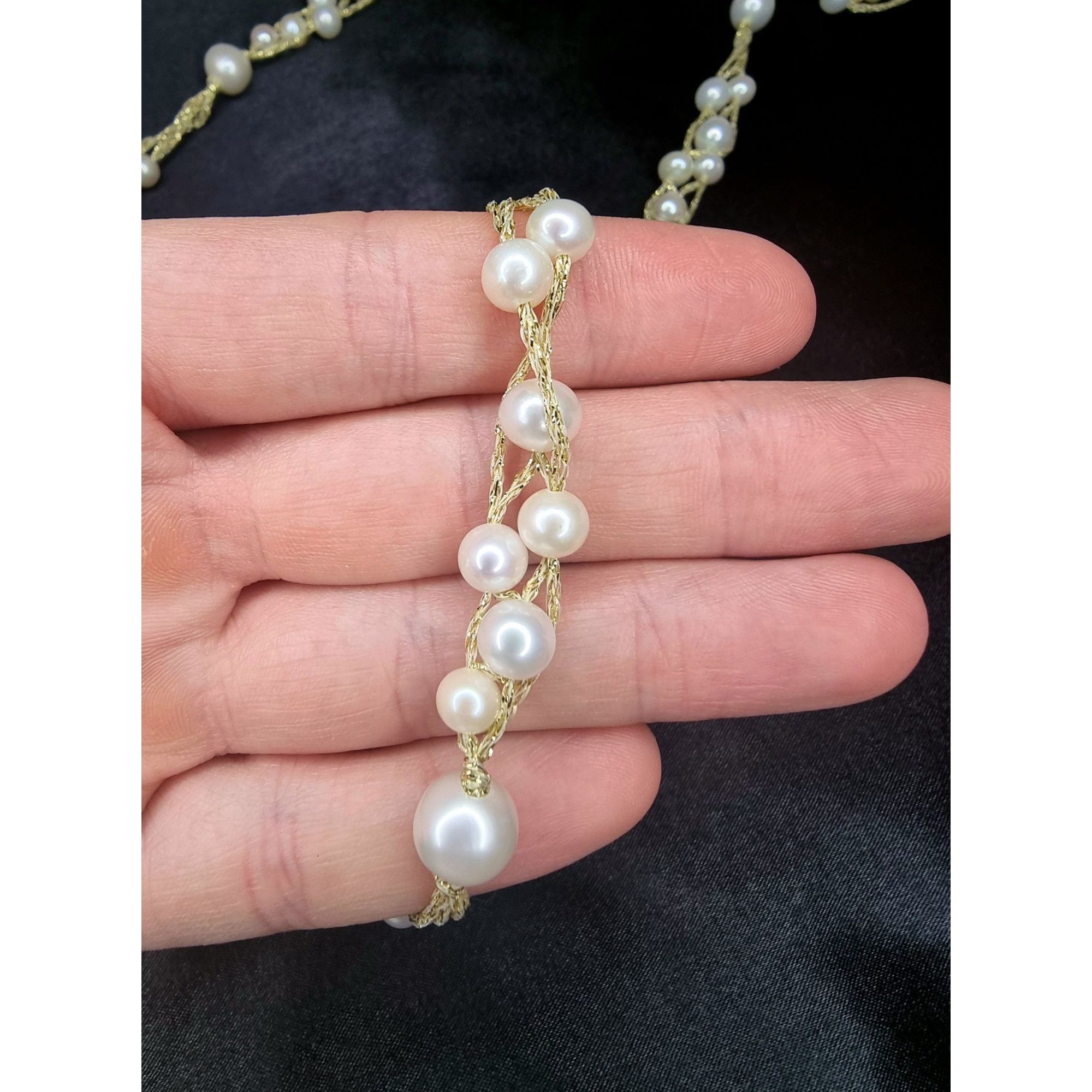 Vintage Lucas Lameth 925 Necklace With Freshwater Pearls On Twisted Size ONE SIZE - 3 Thumbnail