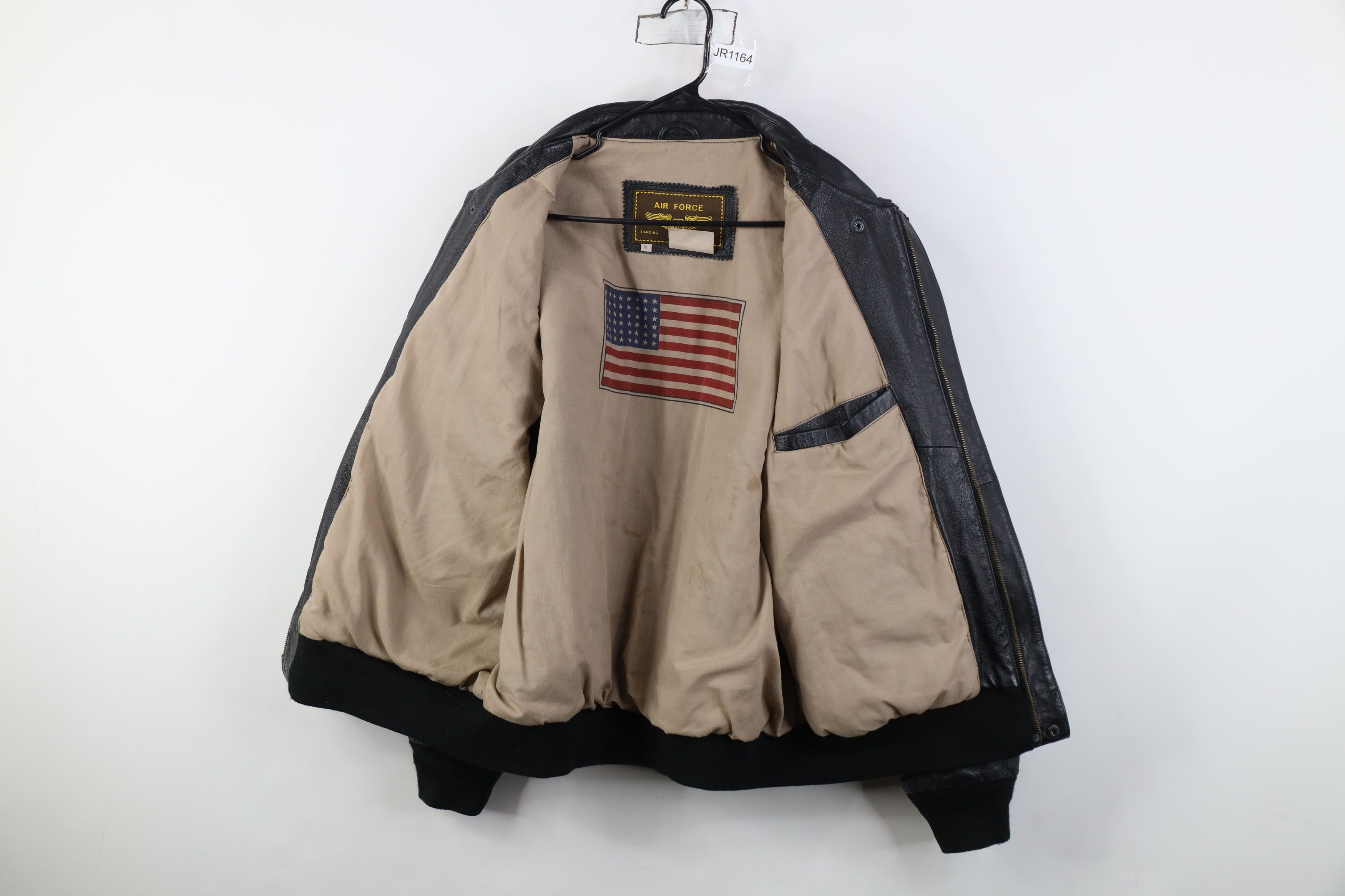 Vintage Vintage 90s Streetwear Force Leather Flight Bomber Jacket Size US XL / EU 56 / 4 - 9 Thumbnail