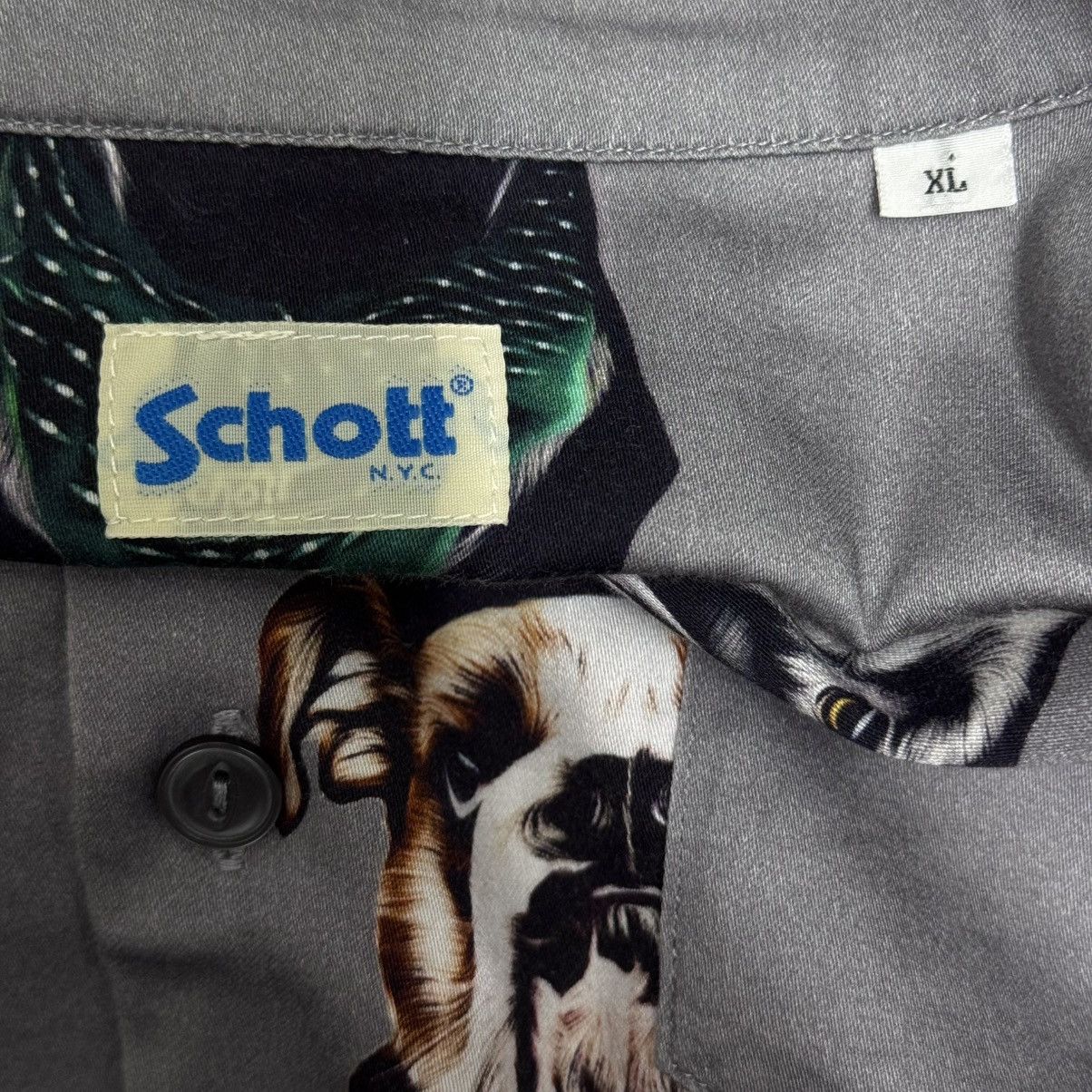 Schott Schott Rayon Open Collar Aloha Total Patern Dog Logo Shirt Size US XL / EU 56 / 4 - 8 Thumbnail